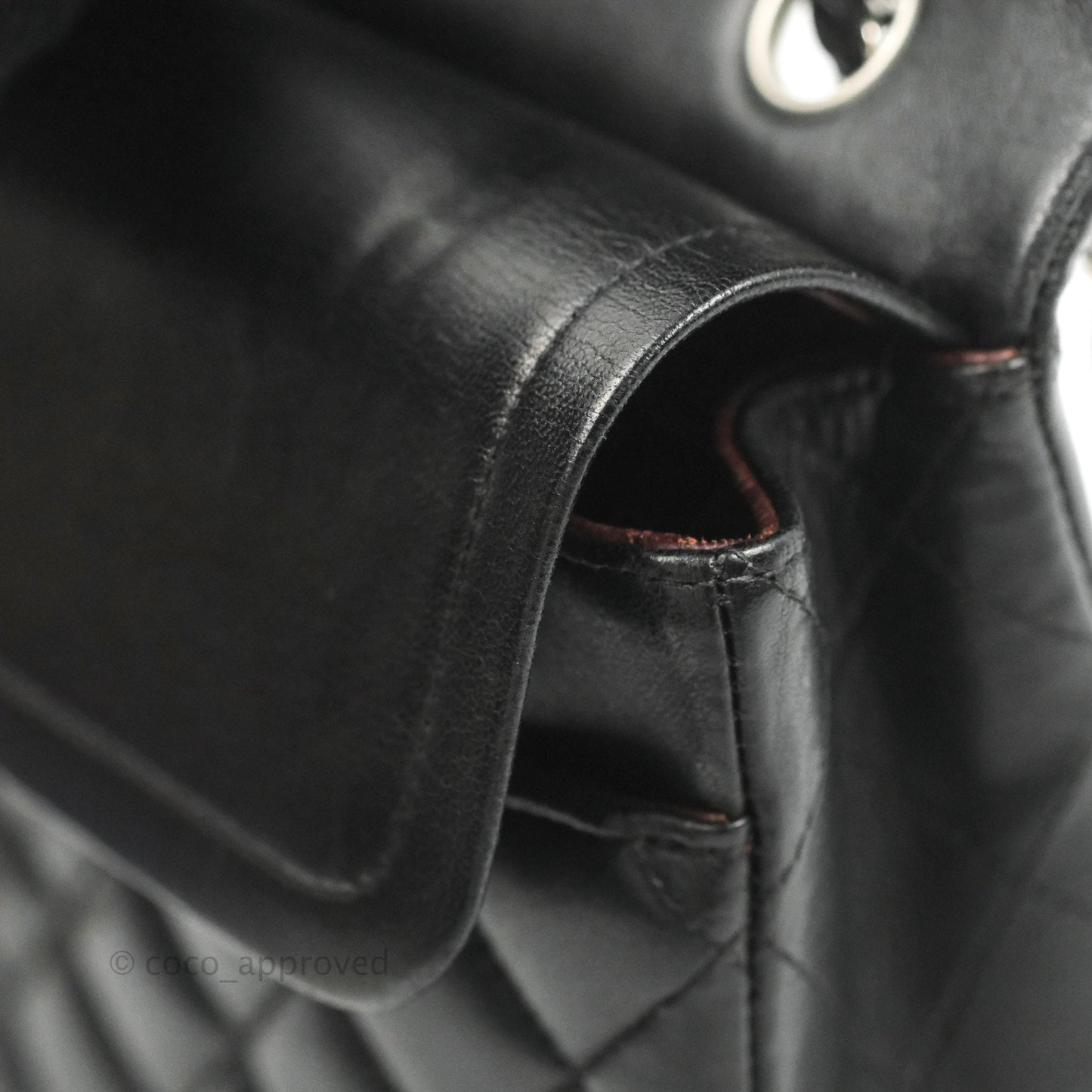 Chanel Classic M/L Medium Flap Quilted Black Lambskin Silver Hardware
