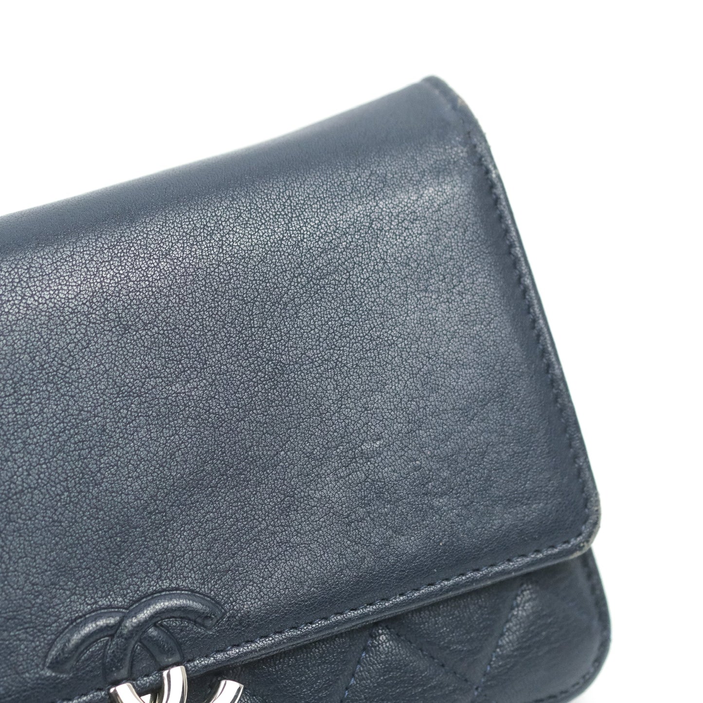 Chanel Urban Companion Wallet on Chain WOC Navy Calfskin Silver Hardware