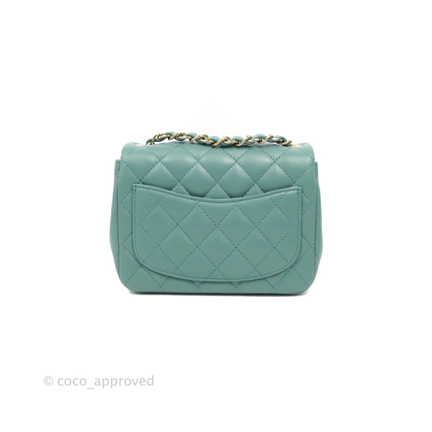 Chanel Mini Square Teal Green Lambskin Gold Hardware