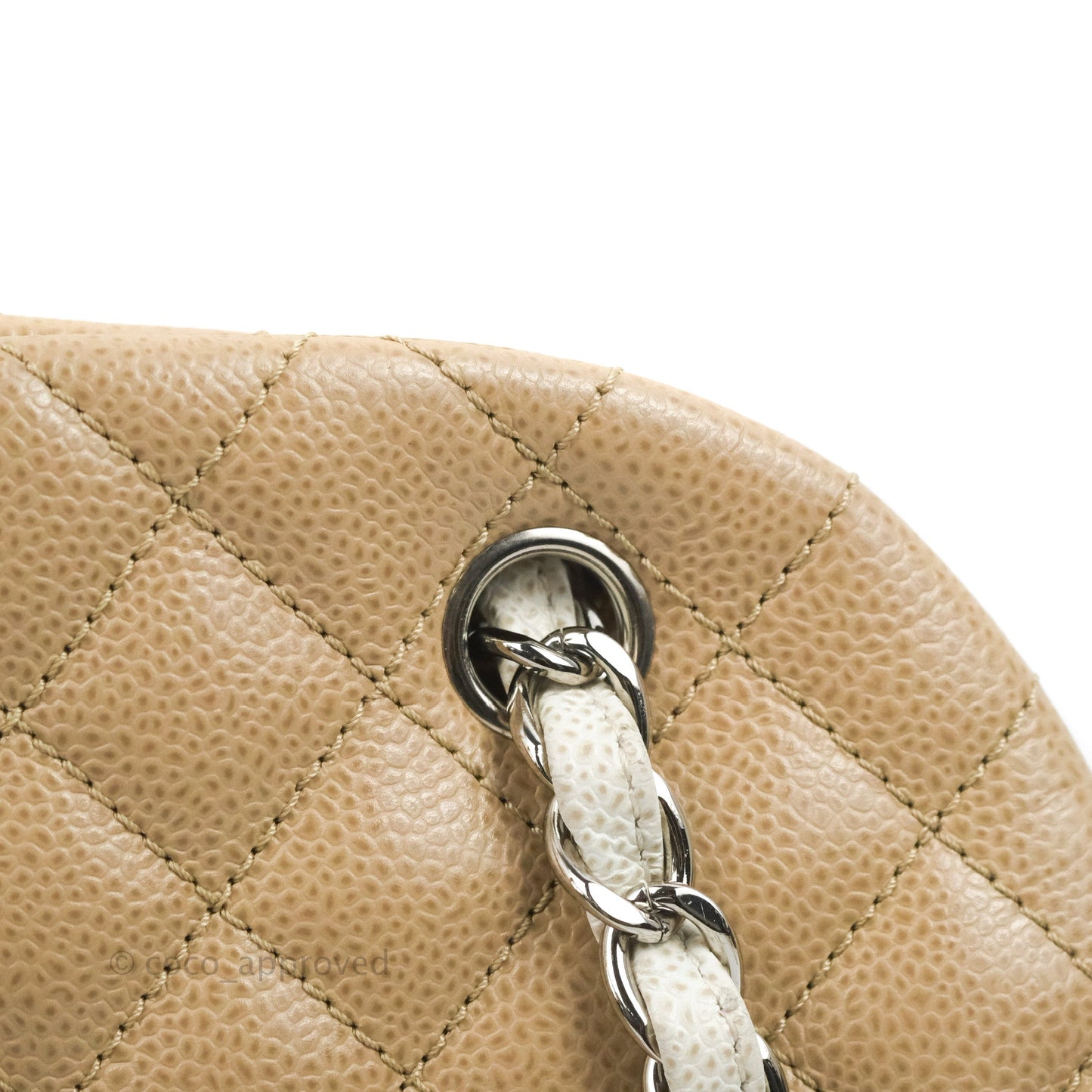 Chanel Medium Mademoiselle Bowling Beige/Brown Caviar Silver Hardware