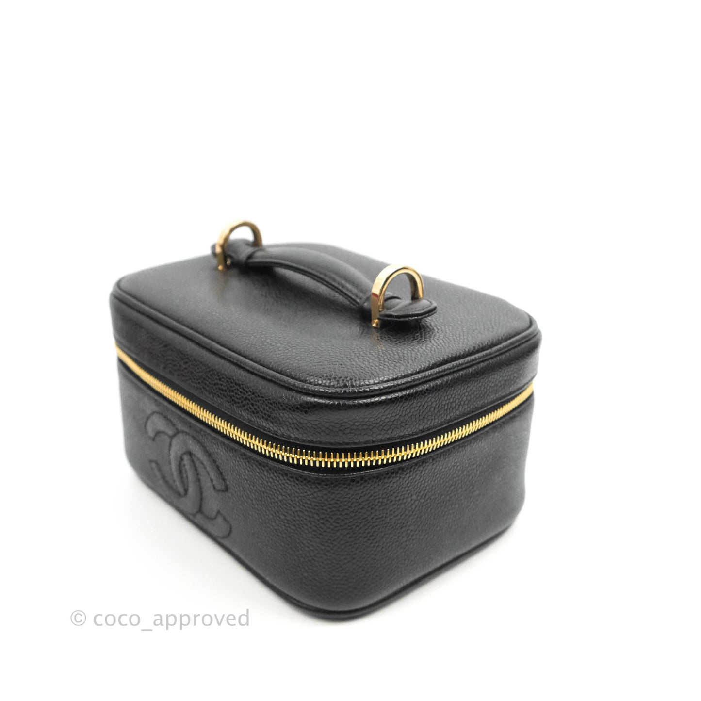 Chanel Vintage Vanity Case Black Caviar Gold Hardware