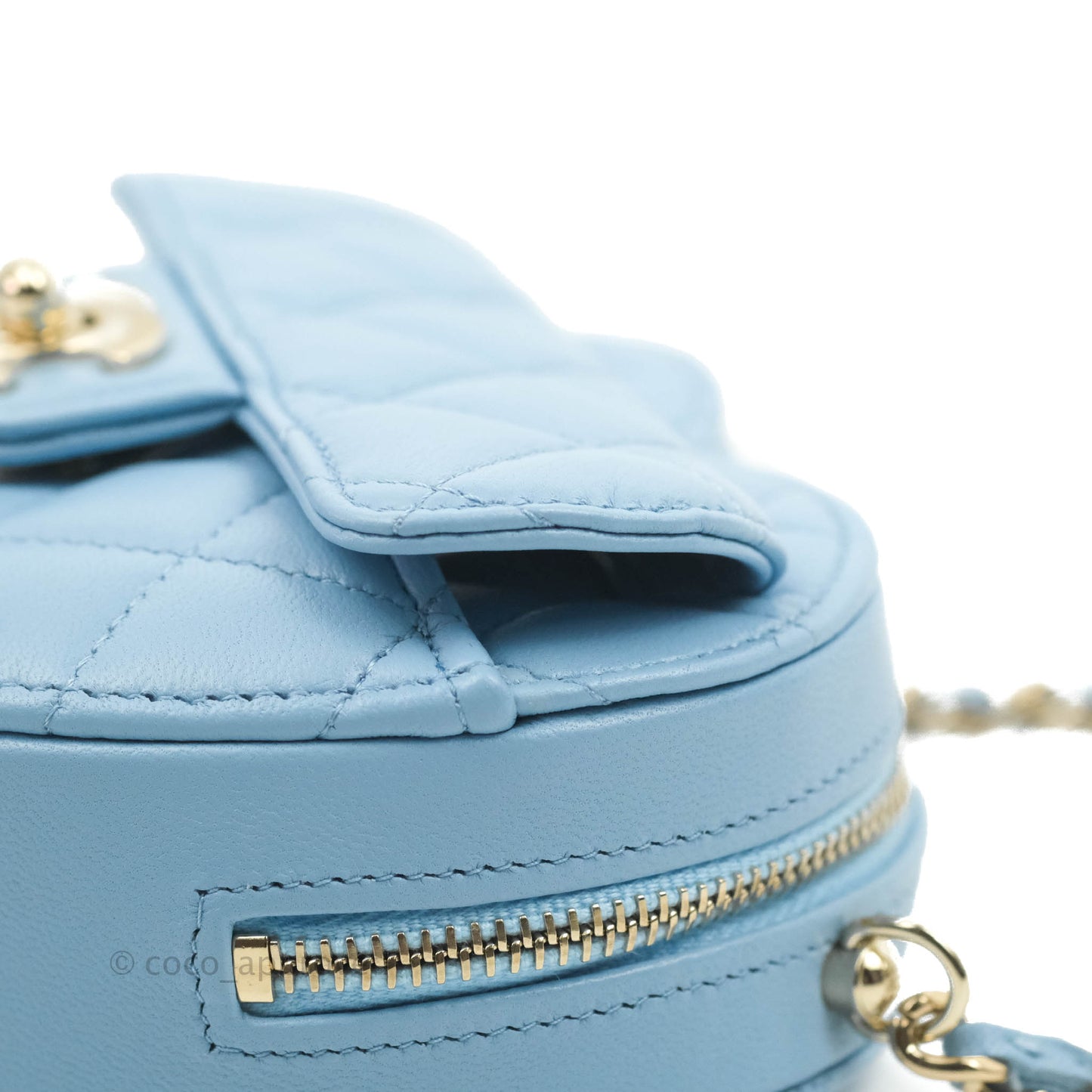 Chanel Small Heart Bag Blue Lambskin Gold Hardware 22S
