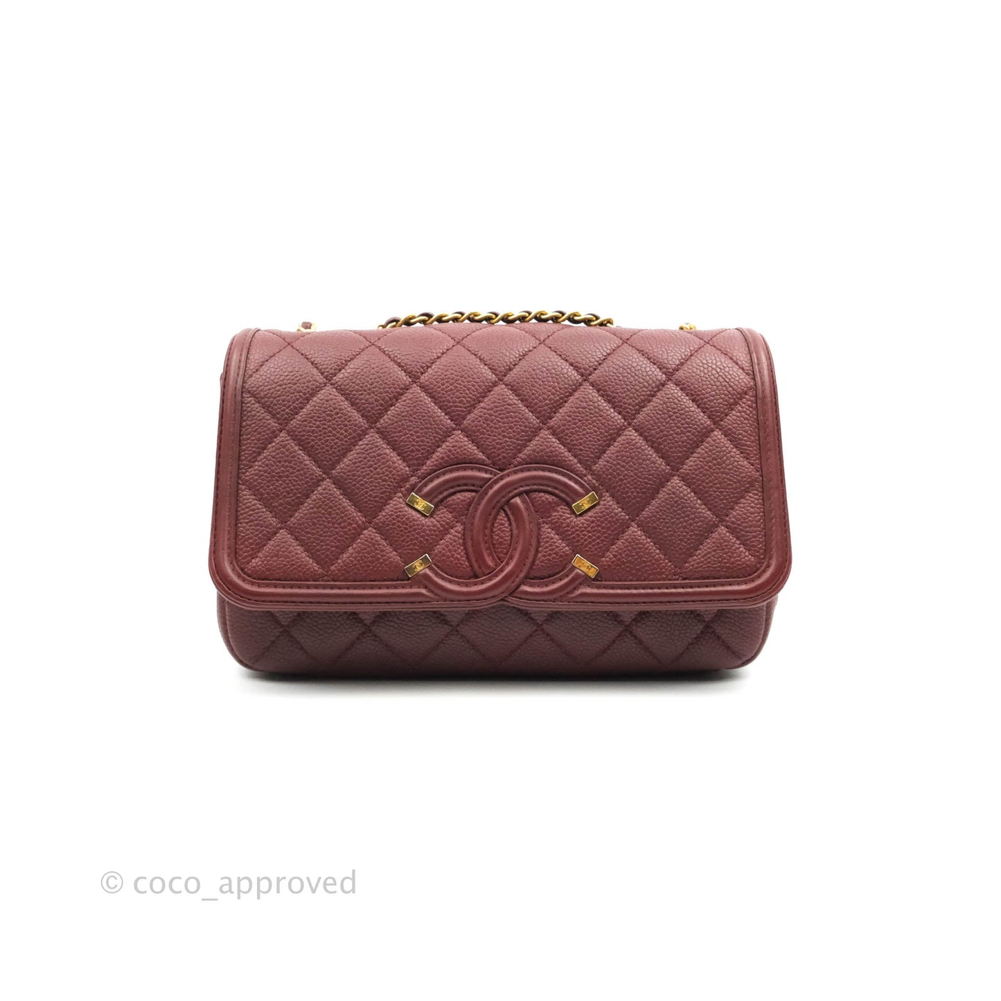 Chanel Quilted Small CC Filigree Flap Burgundy Caviar