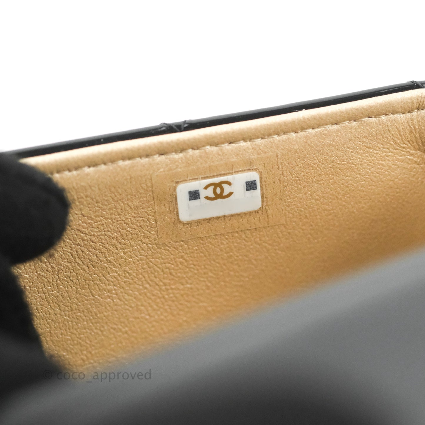 Chanel Quilted Clutch With Chain Patent Metal Black Gold Hardware