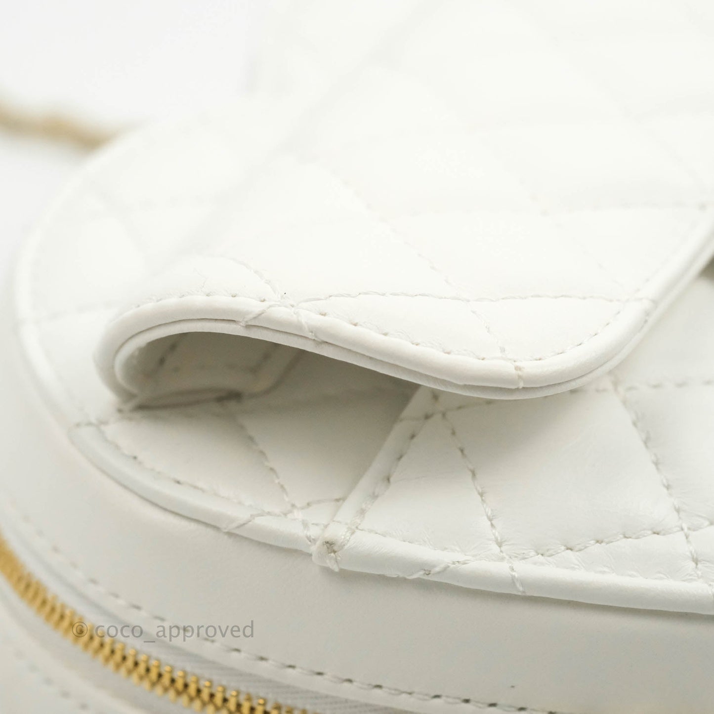 Chanel Large Heart Bag White Lambskin Gold Hardware 22S