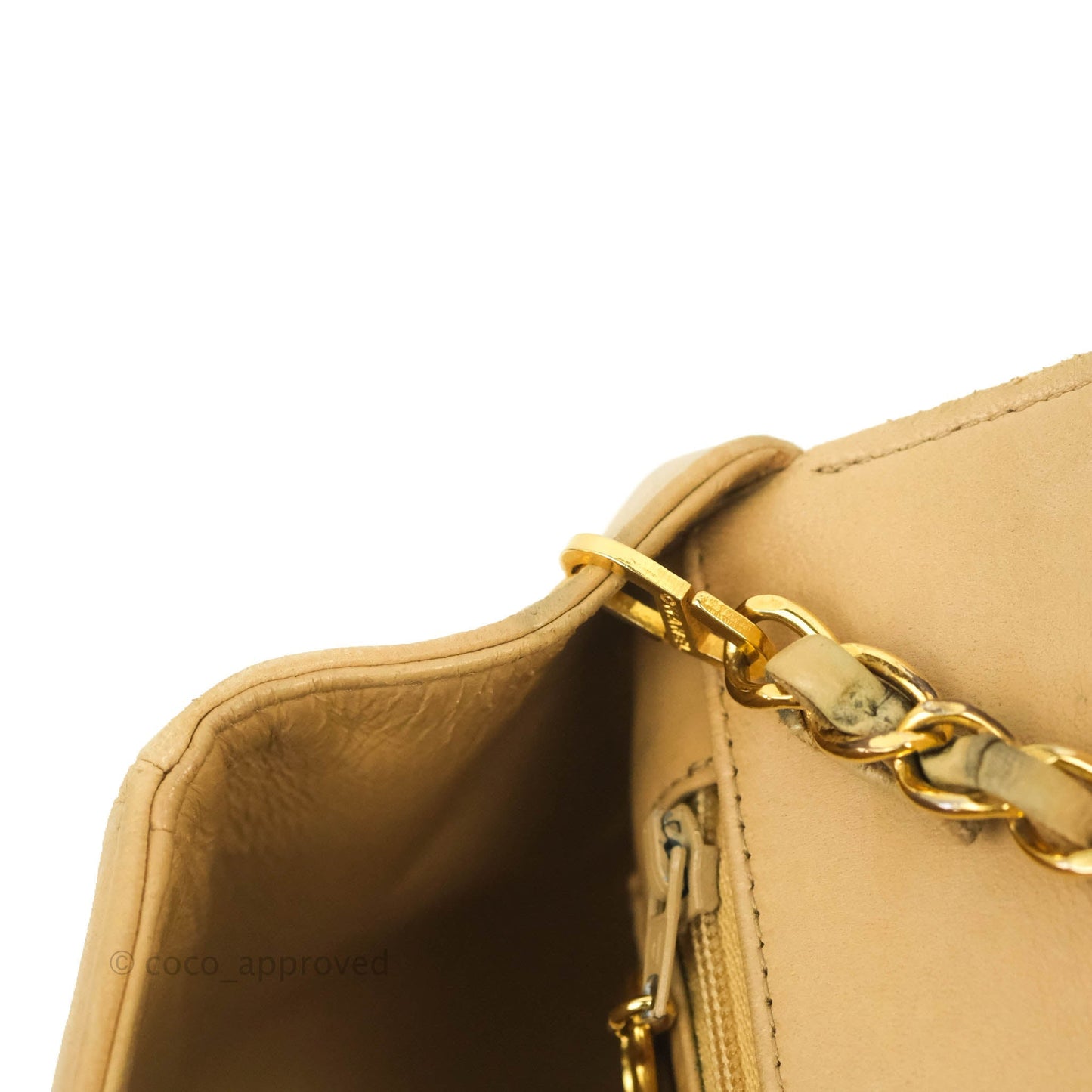 Chanel Vintage Small Quilted Classic Diana Flap Bag Beige Lambskin 24K Gold Hardware
