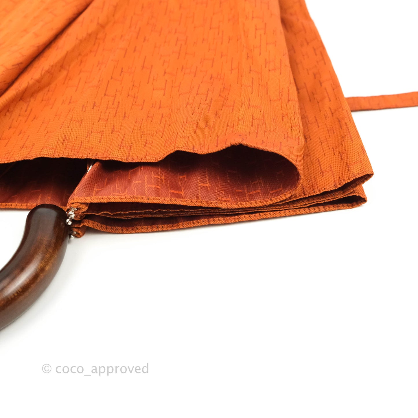 Hermès Pluie De H Folding Umbrella Classic Orange Jacquard Canvas