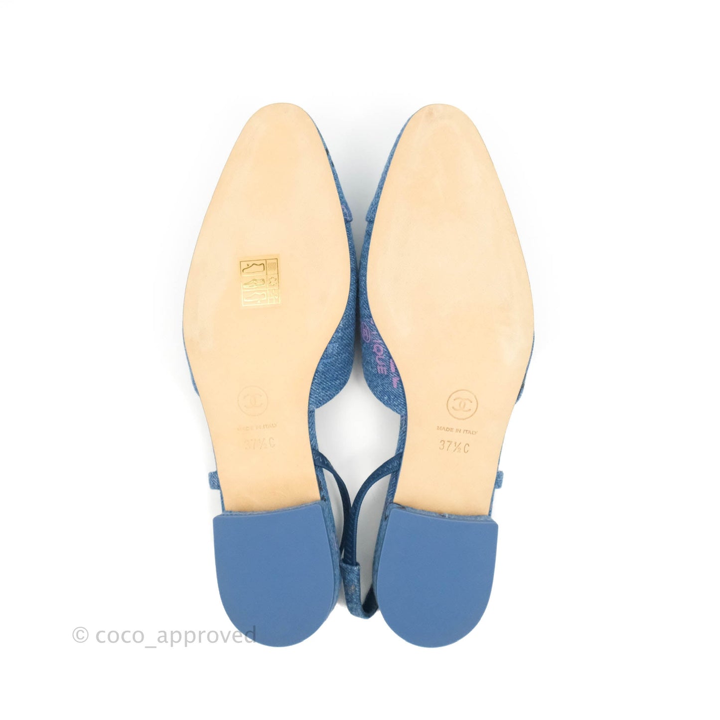Chanel Denim Slingback 22S Size 37.5
