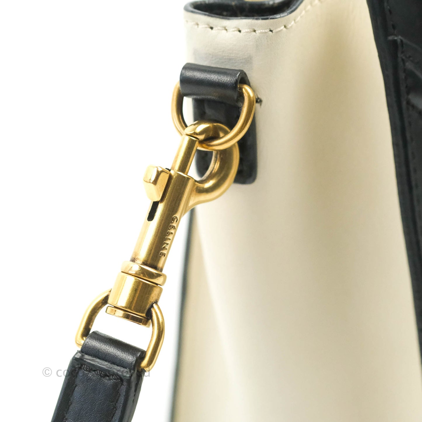 Celine Nano Luggage Grained Calfskin Gold Hardware White/Black/Beige