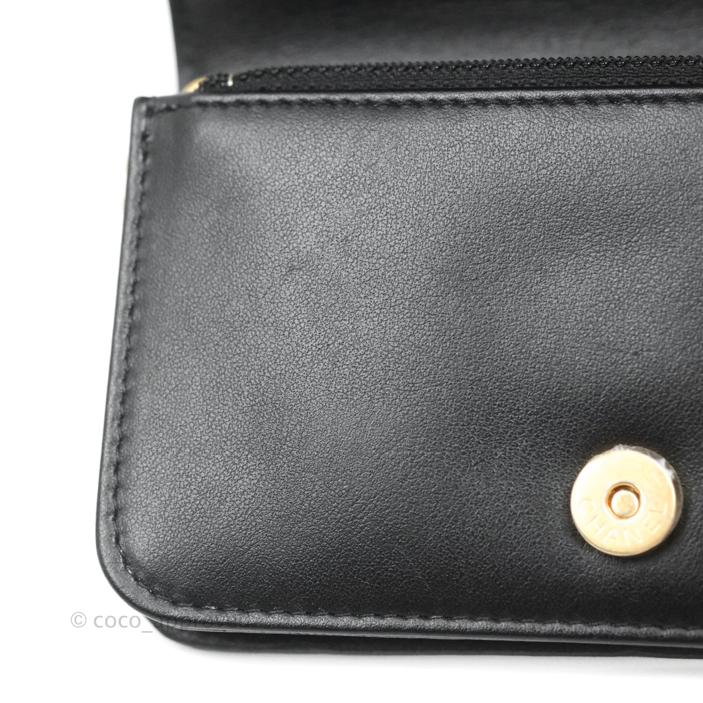 Chanel Mini Boy WOC Black Caviar Aged Gold Hardware