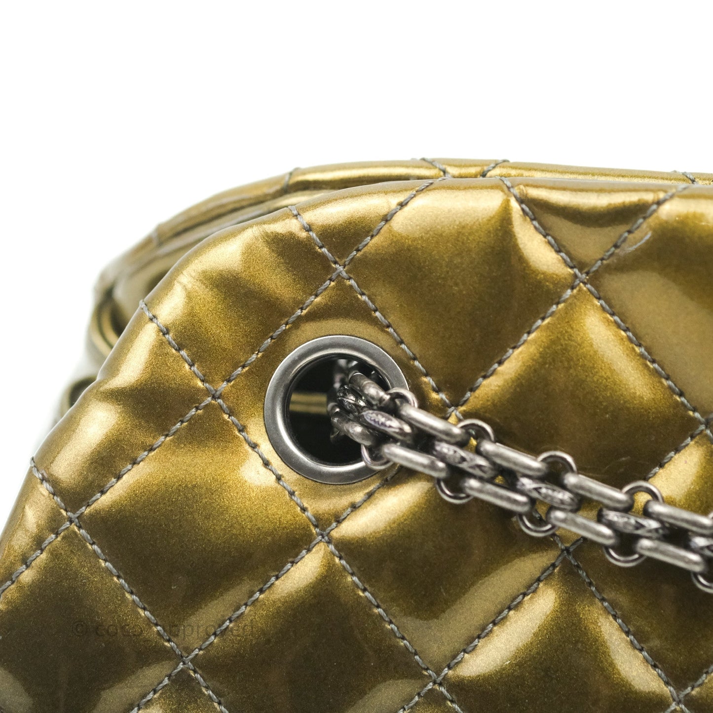 Chanel Small Mademoiselle Bowling Gradient Gold Patent Ruthenium Hardware
