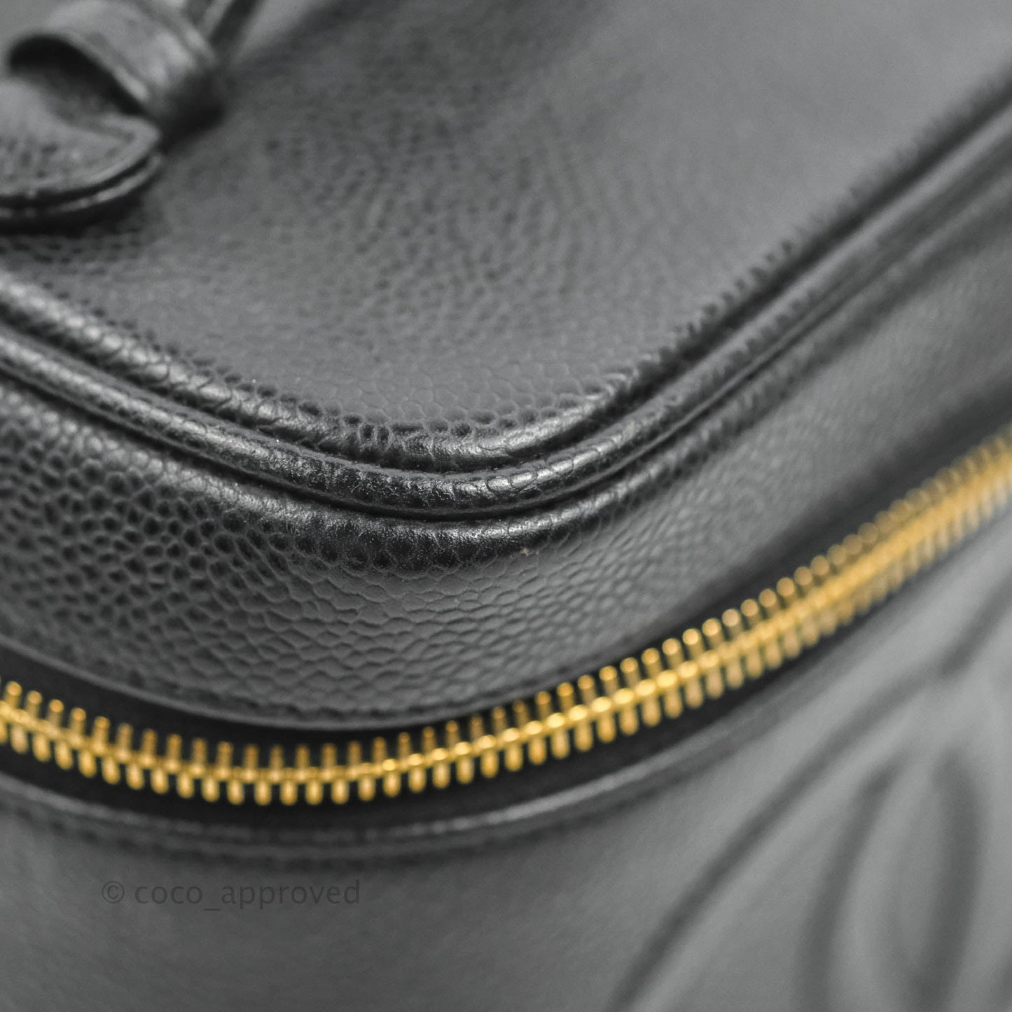 Chanel Vintage Vanity Case Black Caviar Gold Hardware