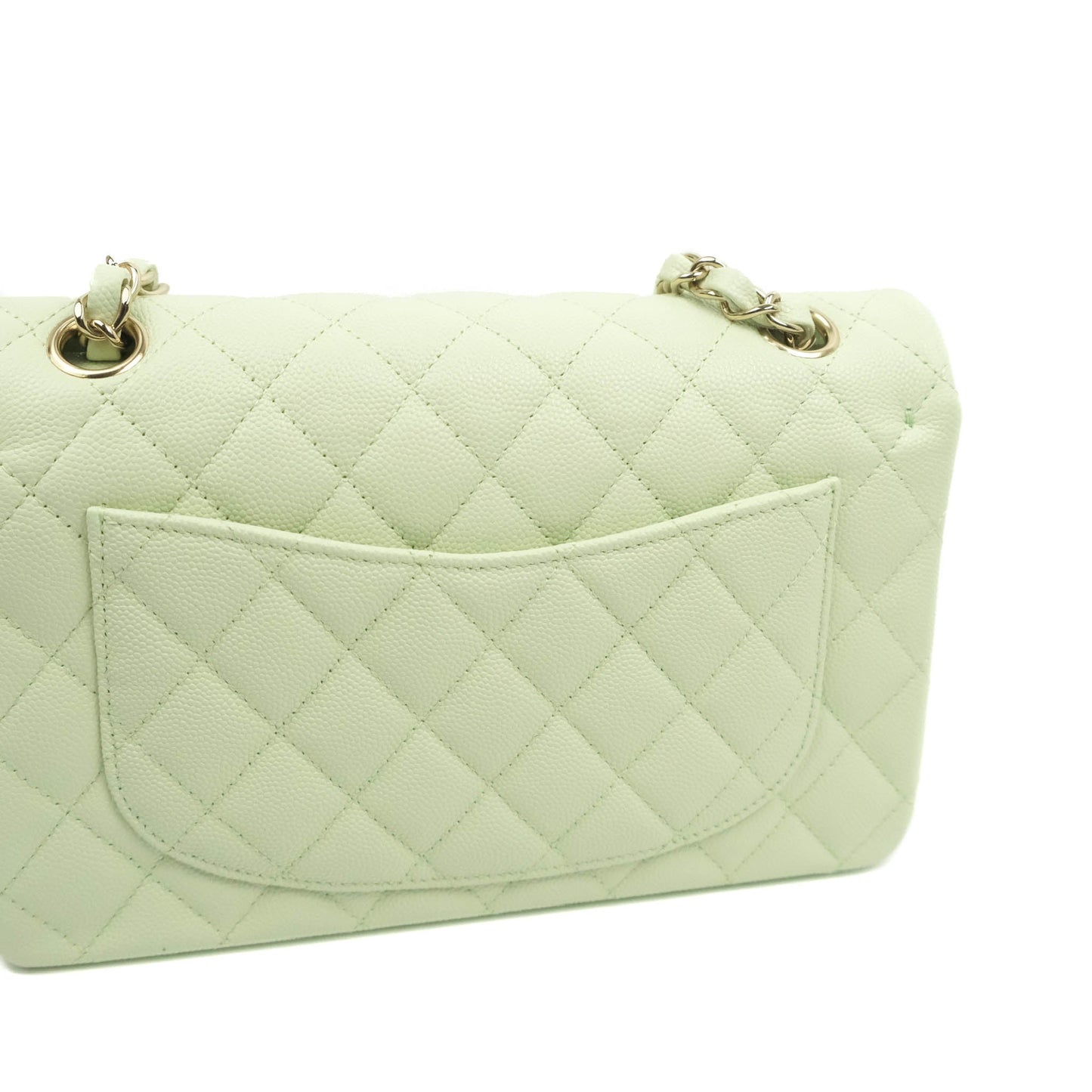Chanel Small Classic Quilted Flap Mint Green Caviar Gold Hardware 22C
