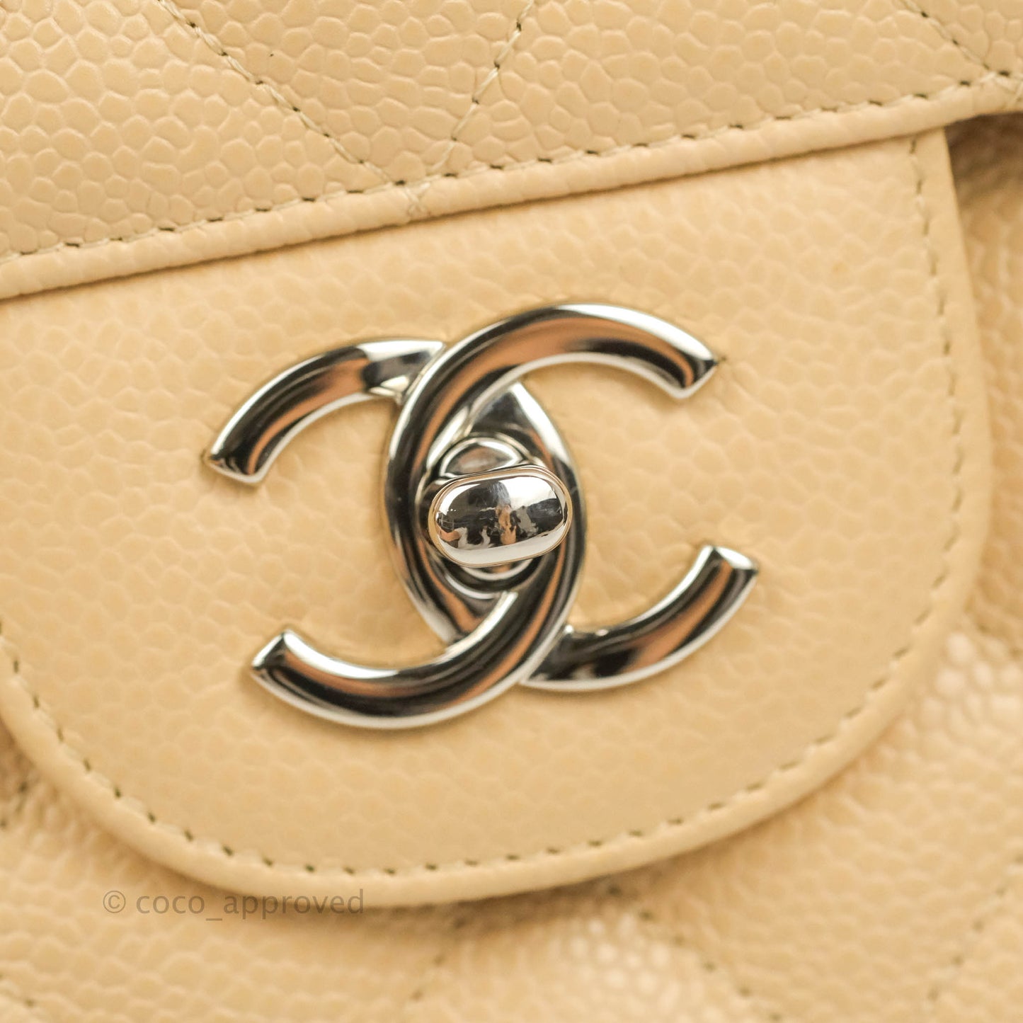 Chanel Jumbo Double Flap Beige Caviar Silver Hardware⁣⁣