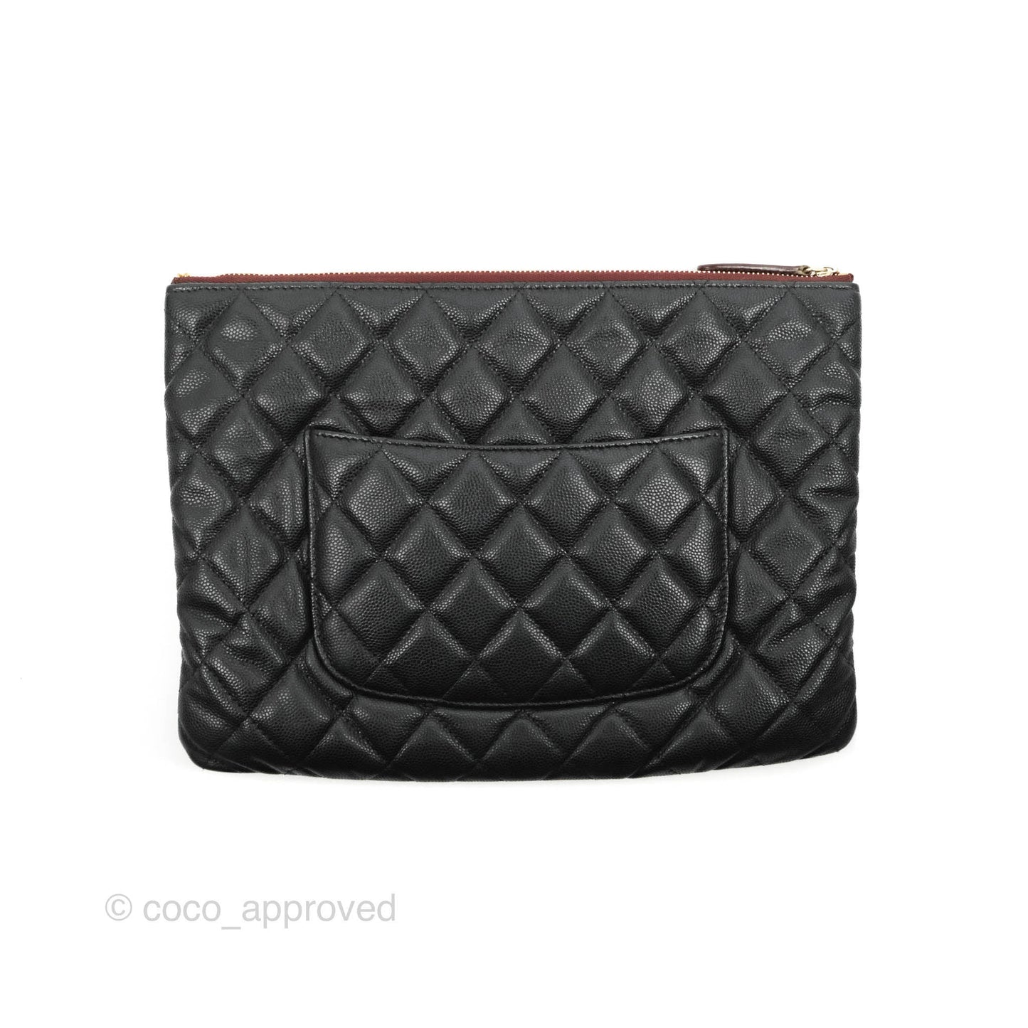 Chanel Medium Quilted O Case Black Caviar Gold Hardware