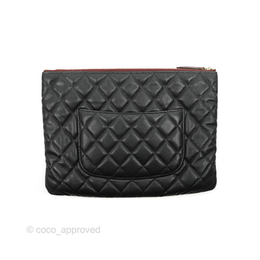 Chanel Medium Quilted O Case Black Caviar Gold Hardware