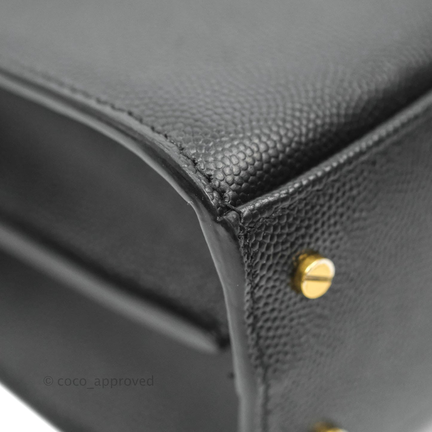 Saint Lauren Cassandra Mini Top Handle Bag Black Grained Calfskin