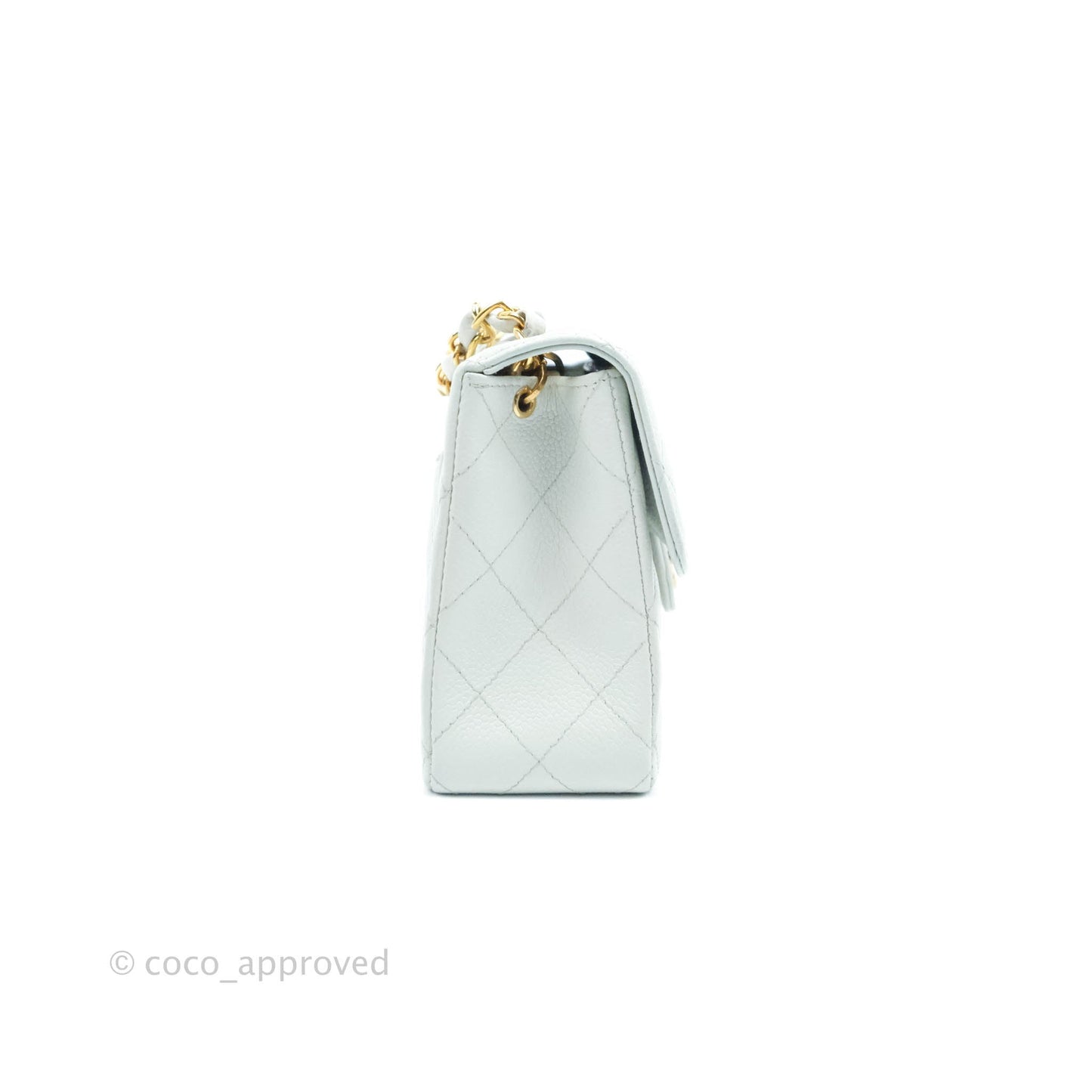 Chanel Quilted Vintage Mini Square Flap Light Blue Caviar 24K Gold Hardware