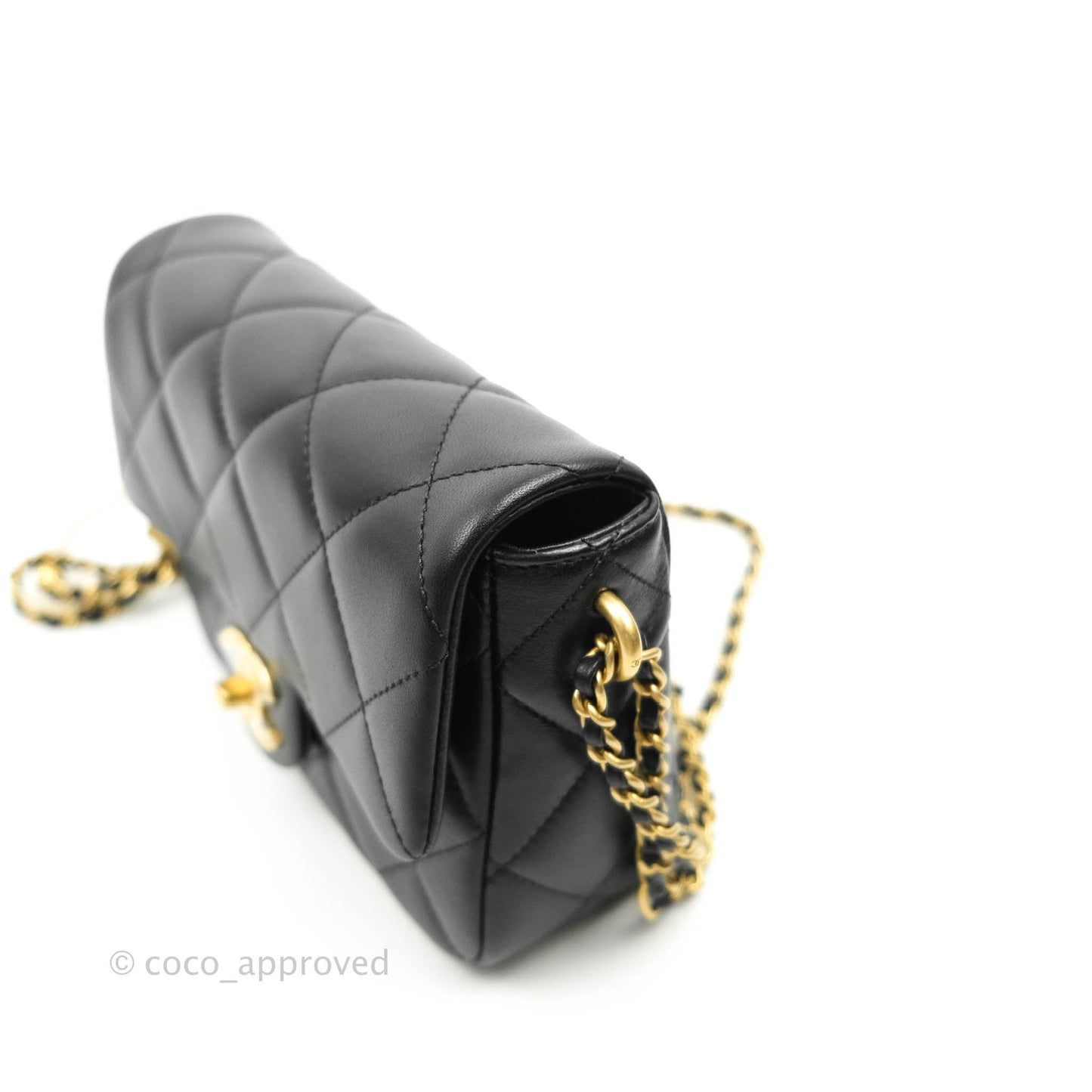 Chanel Quilted My Perfect Mini With Pearl Black Lambskin Gold Hardware