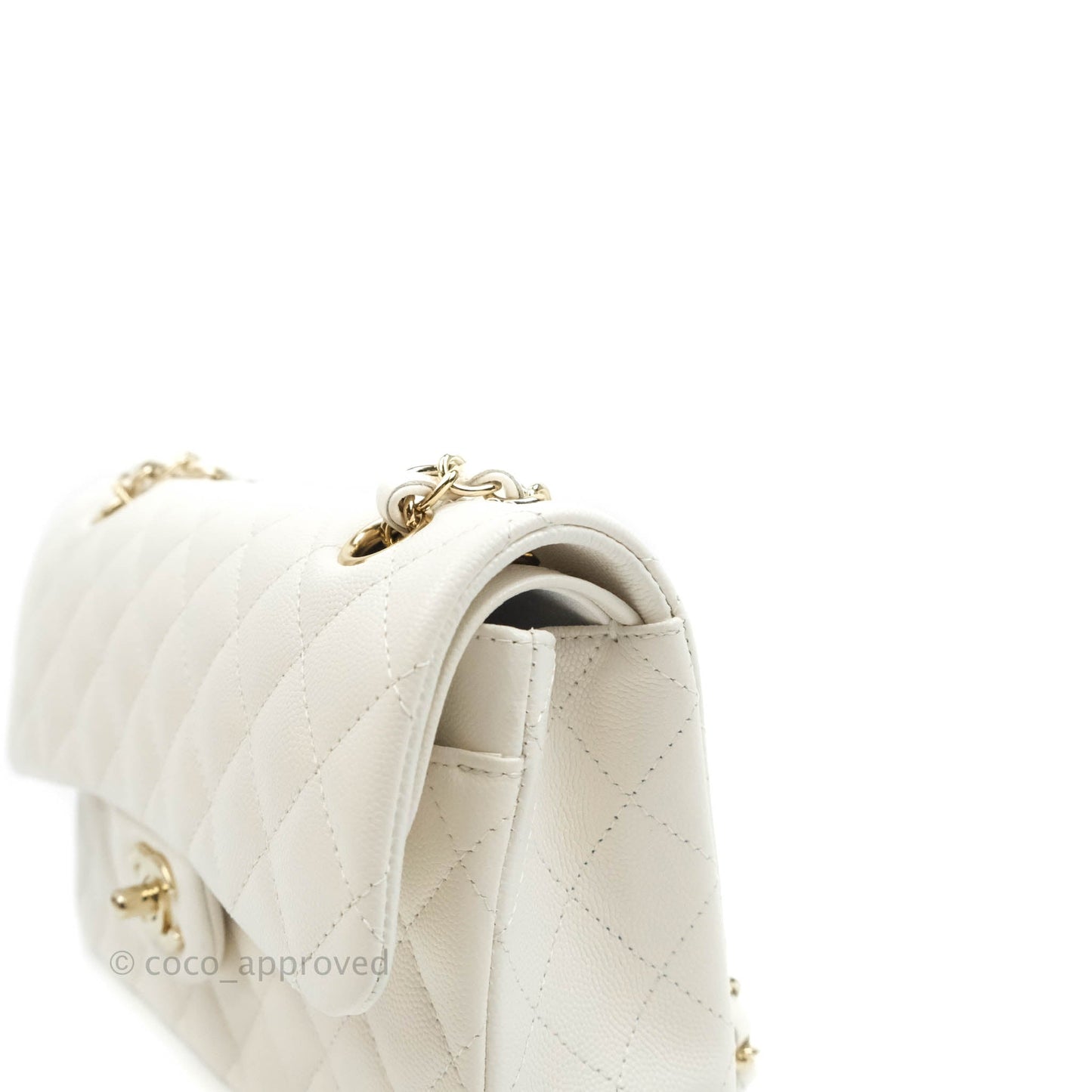 Chanel Classic Small S/M Flap White Caviar Gold Hardware 20S