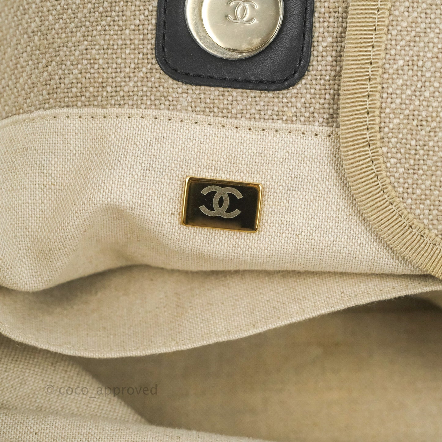 Chanel Large Deauville Black/Taupe Canvas