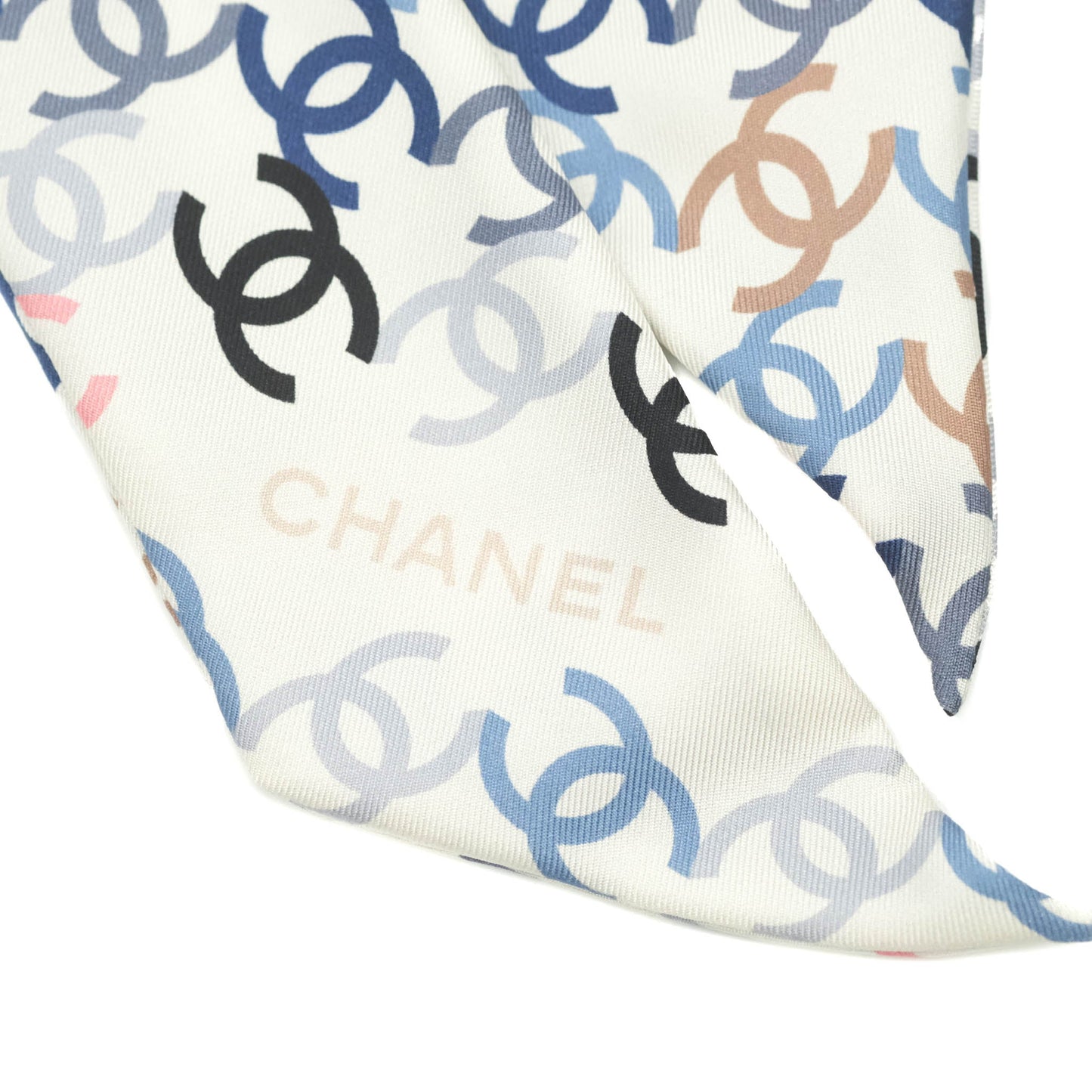Chanel CC Silk Twilly in White