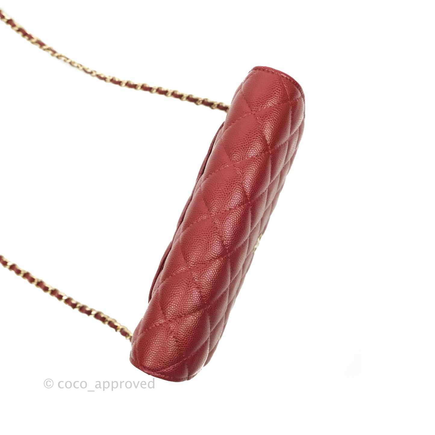 Chanel Quilted Wallet on Chain WOC Burgundy Caviar Gold Hardware