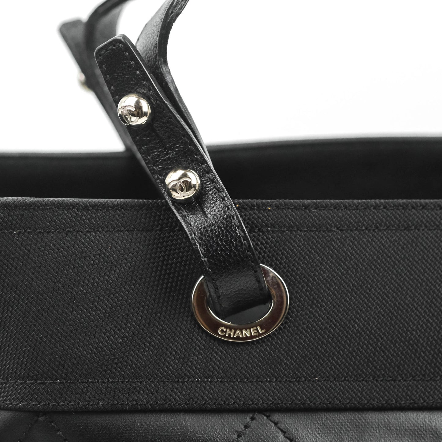 Chanel Quilted Large Paris Biarritz Tote Black Coated Canvas