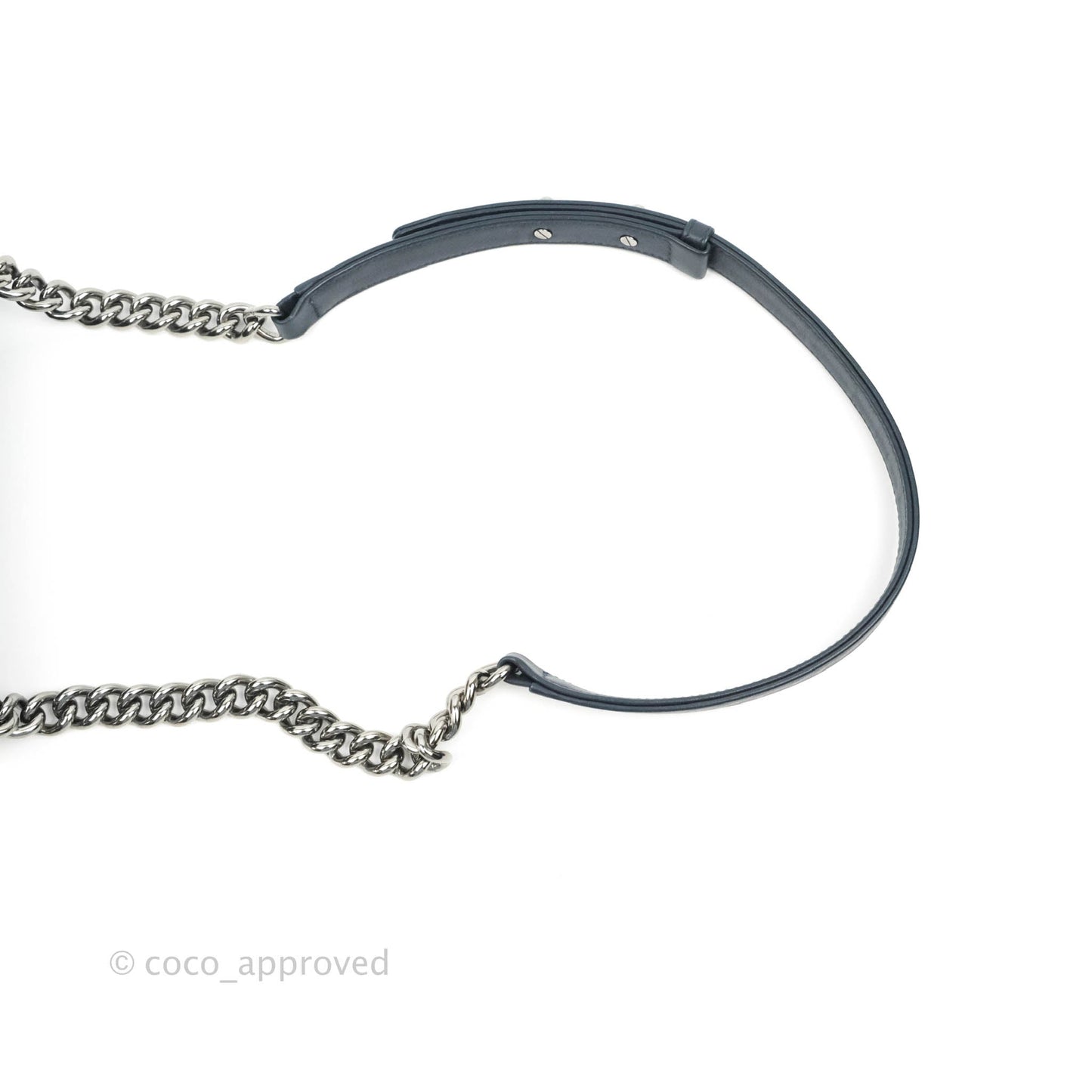 Chanel Small Quilted Boy Navy Calfskin Gun Metal