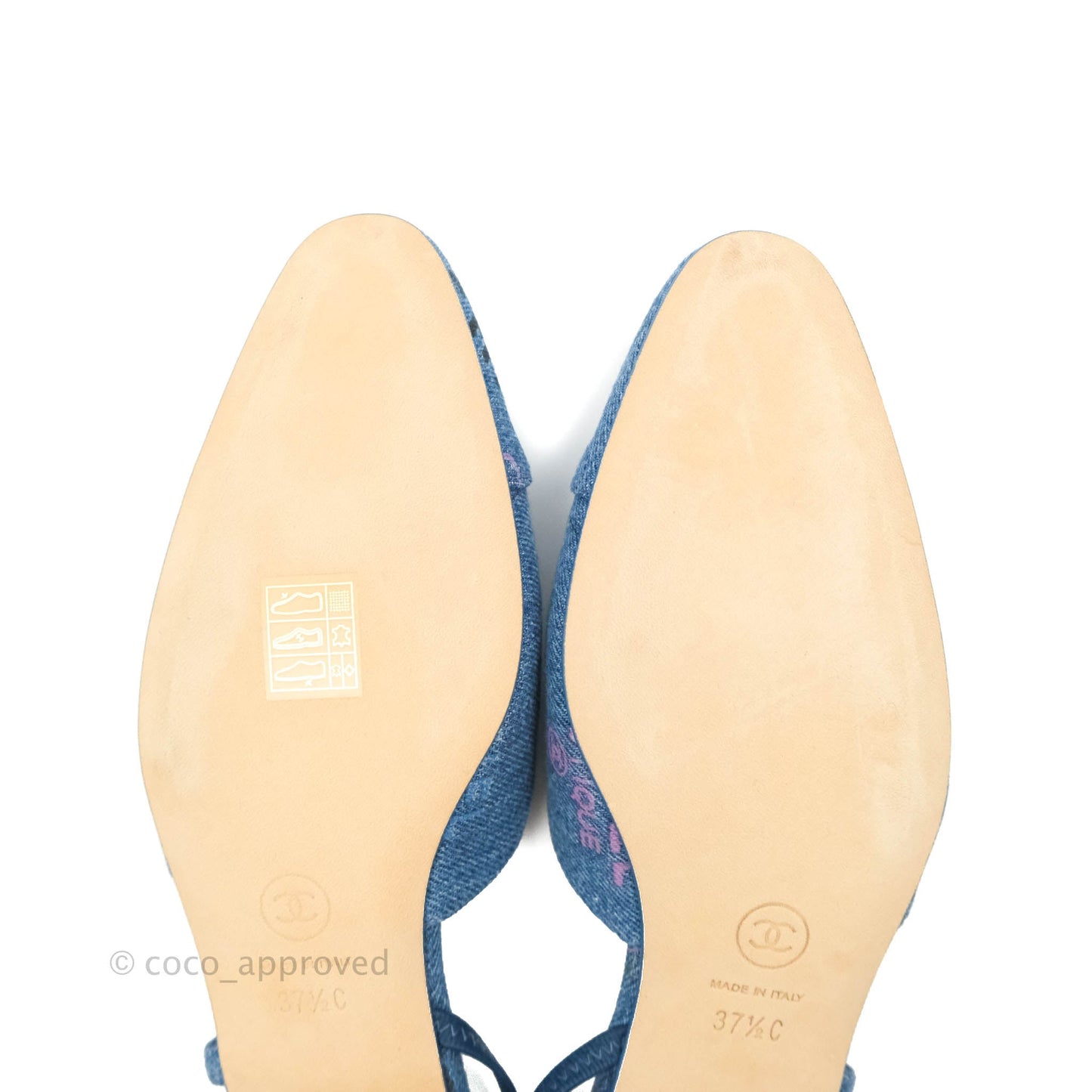 Chanel Denim Slingback 22S Size 37.5