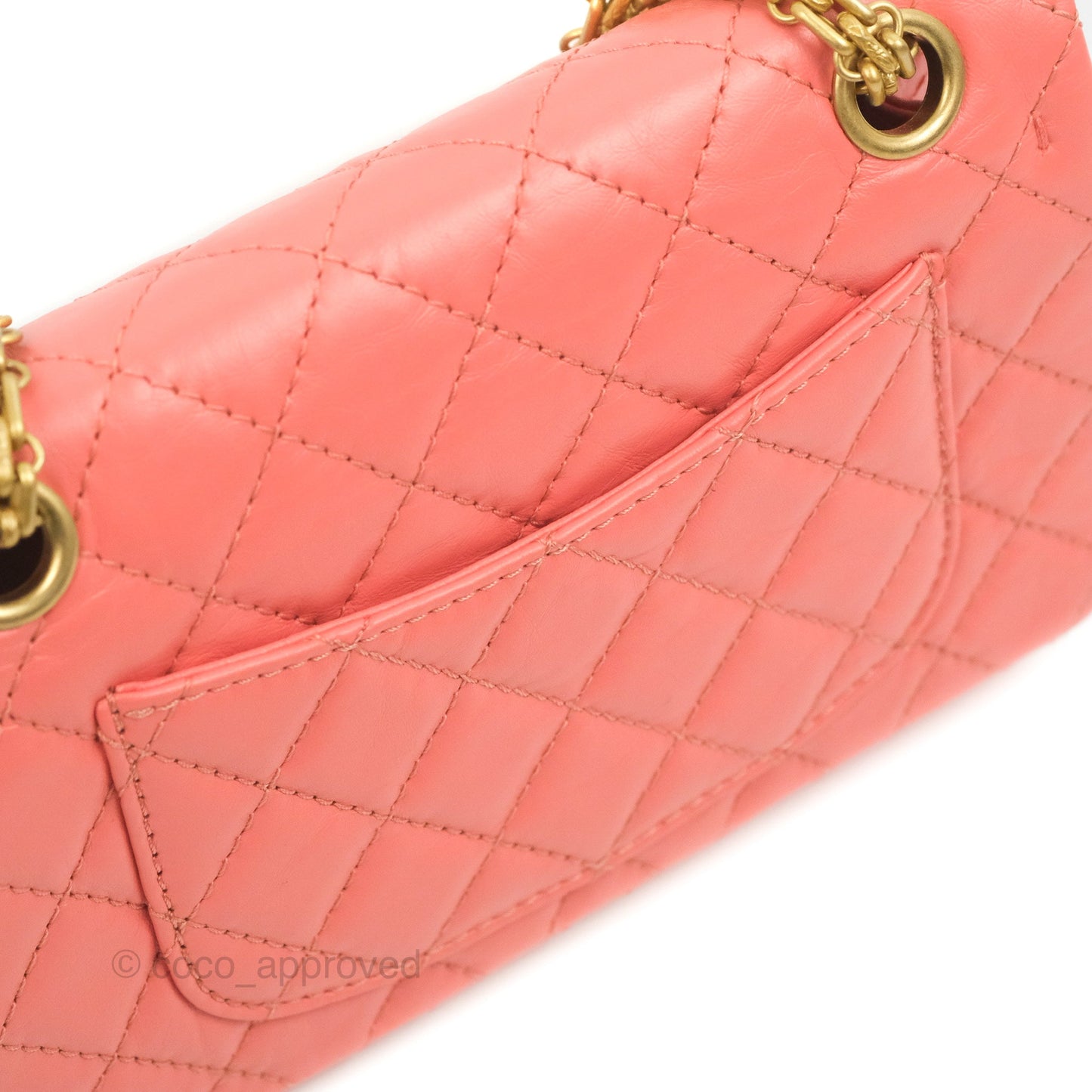 Chanel Mini Reissue 224 Pink Aged Calfskin Aged Gold Hardware