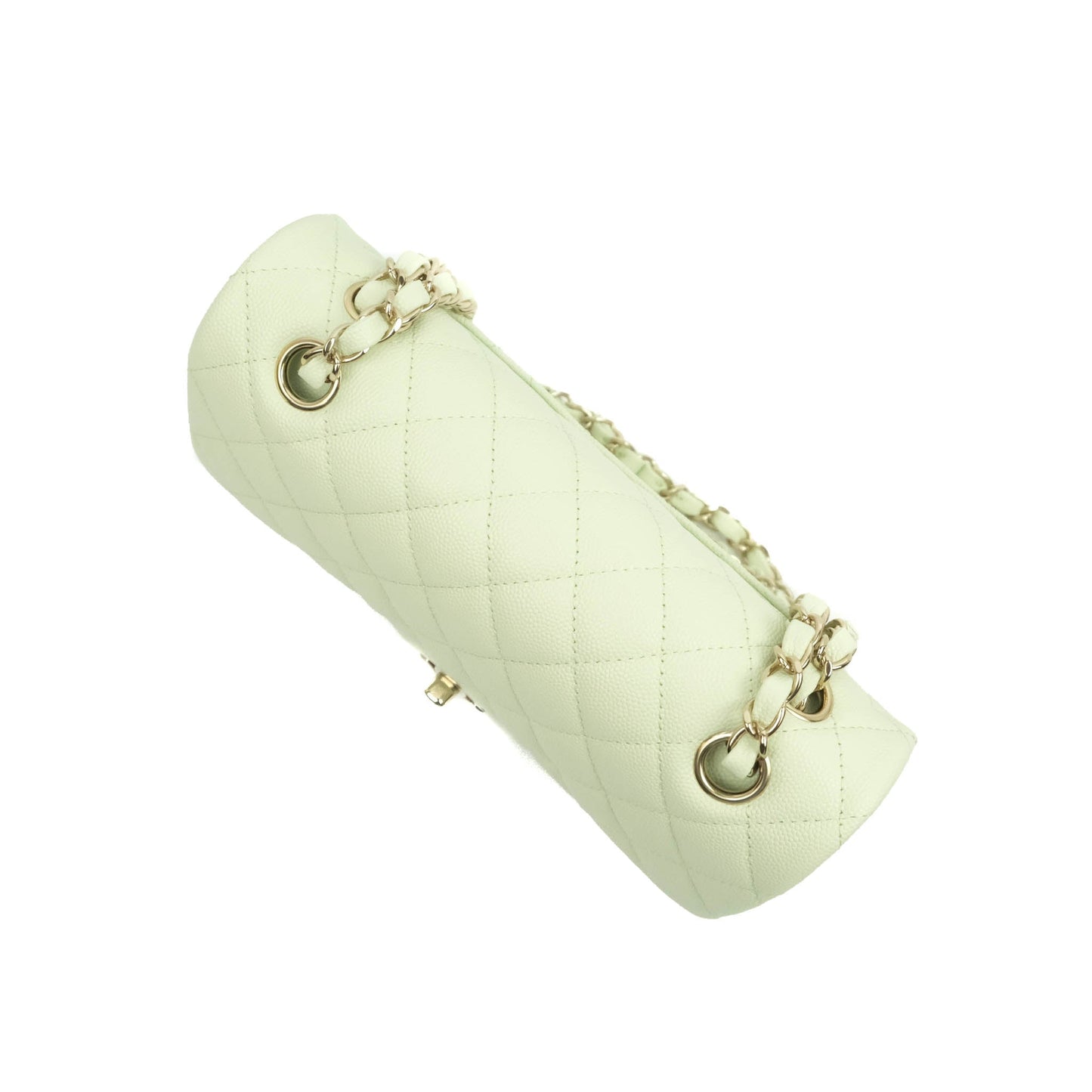 Chanel Small Classic Quilted Flap Mint Green Caviar Gold Hardware 22C
