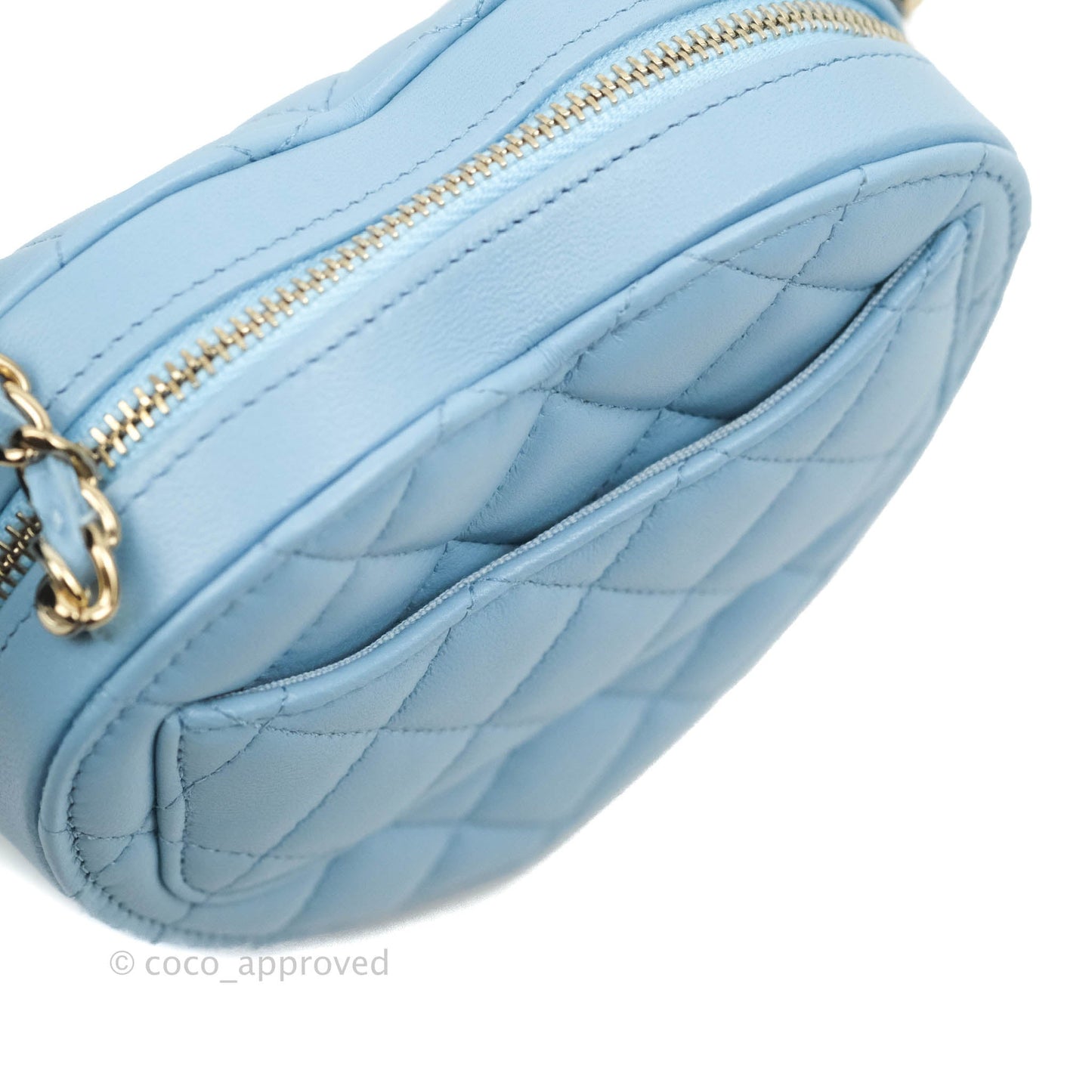 Chanel Small Heart Bag Blue Lambskin Gold Hardware 22S