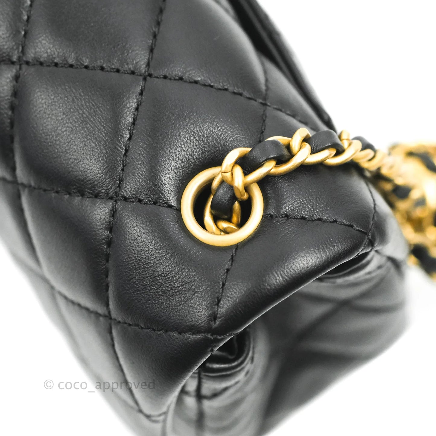 Chanel Mini Rectangular Pearl Crush Quilted Black Lambskin Aged Gold Hardware