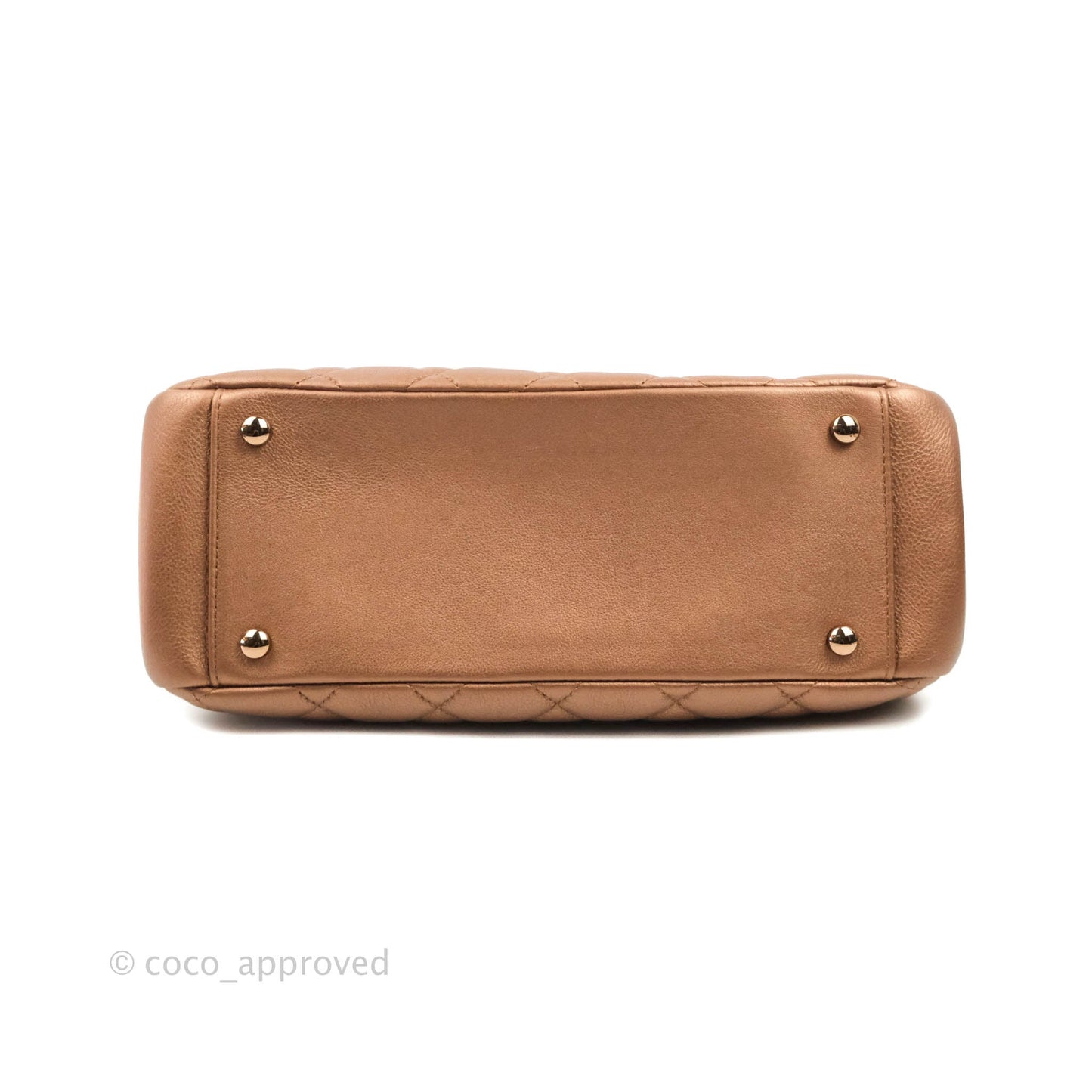 Chanel Iridescent Goatskin Quilted Small CC Eyelet Tote Copper Rose Gold