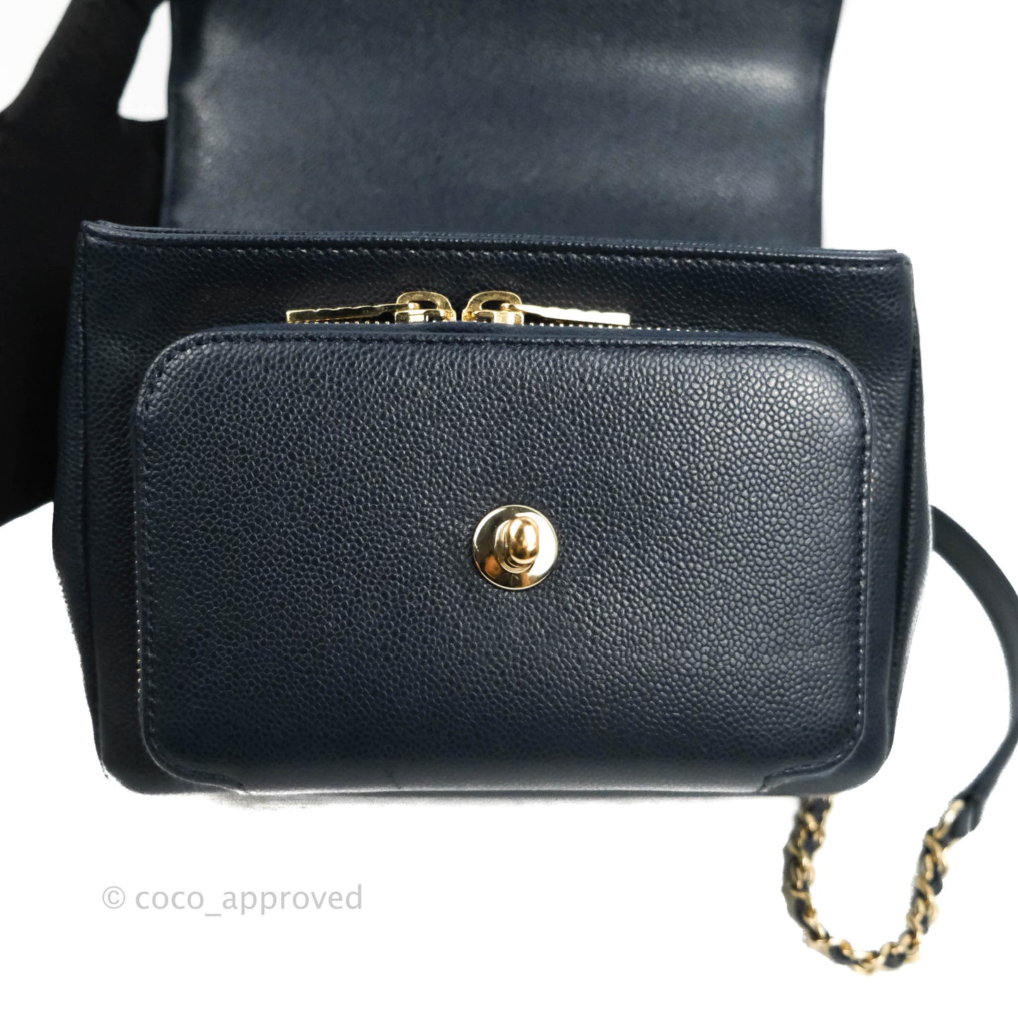 Chanel Quilted Small Business Affinity Flap Navy Caviar Gold Hardware