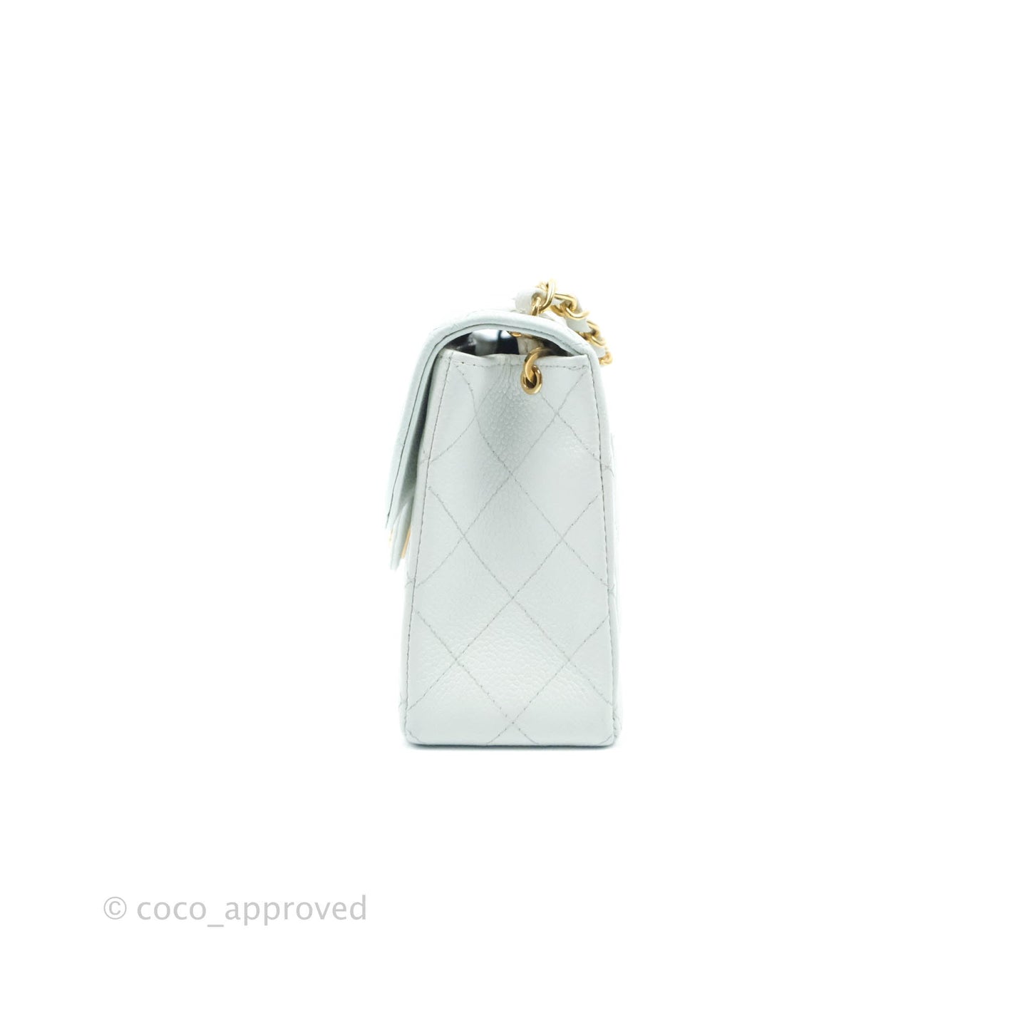 Chanel Quilted Vintage Mini Square Flap Light Blue Caviar 24K Gold Hardware
