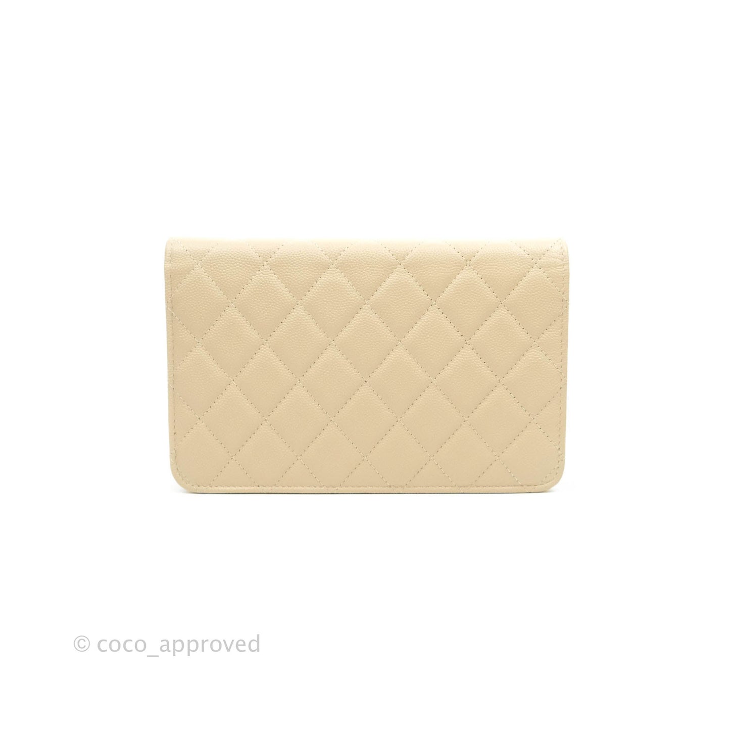 Chanel Quilted Golden Class Wallet on Chain WOC Light Beige Caviar Gold Hardware