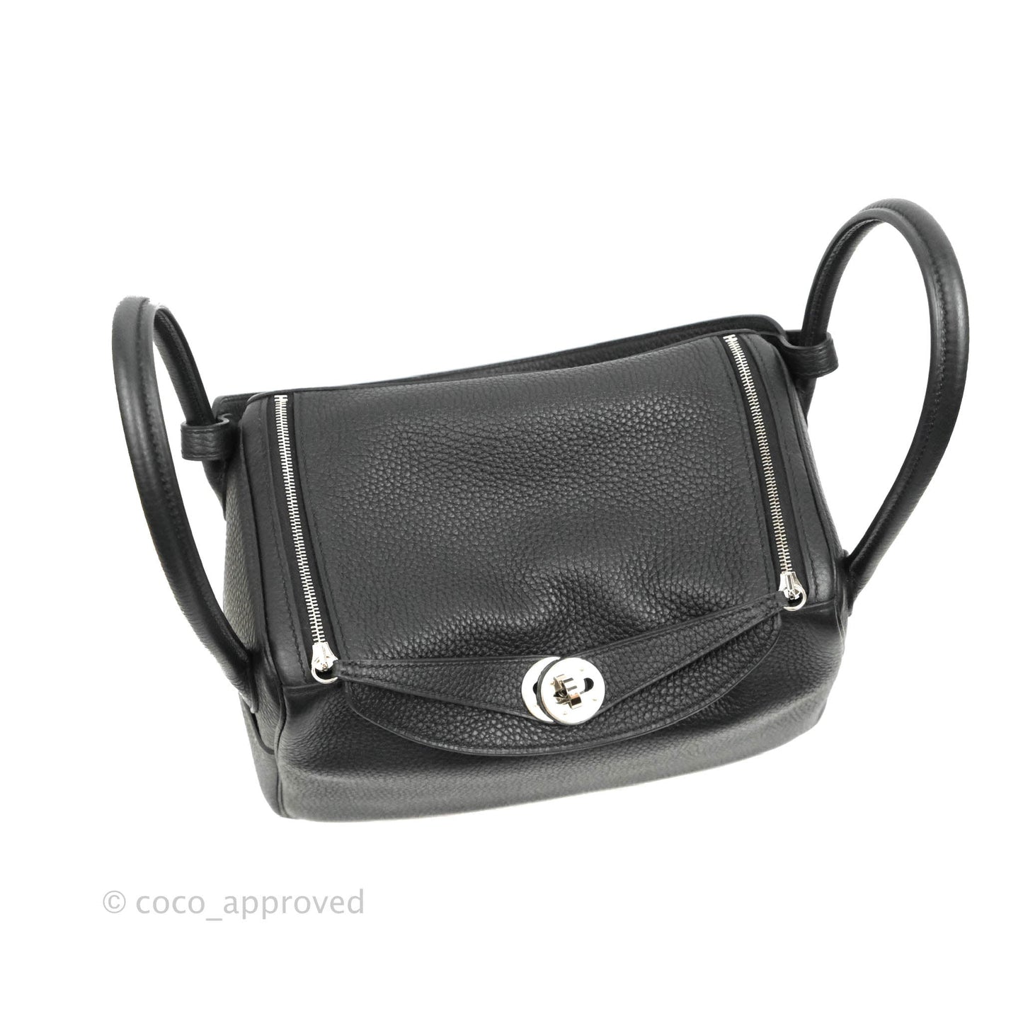 Hermès Lindy 26 Black Clemence Silver Hardware