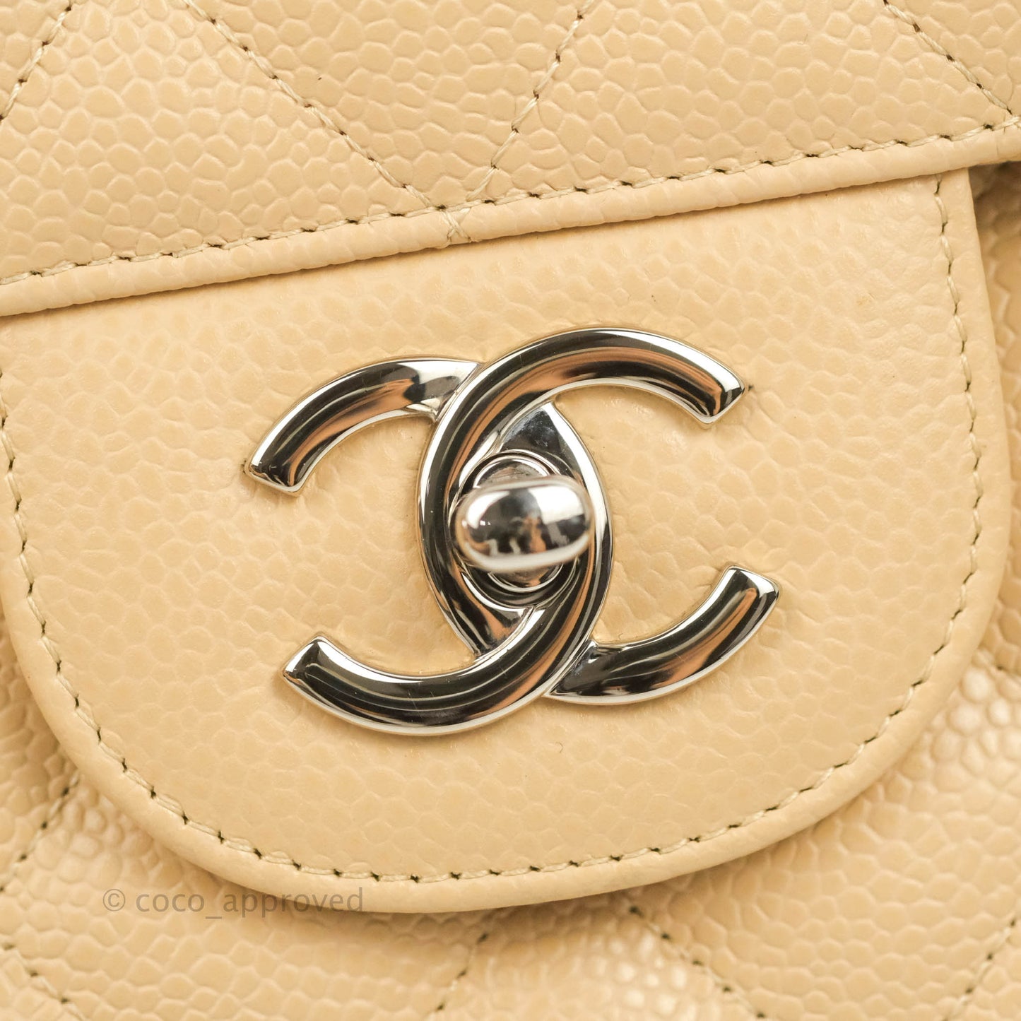 Chanel Jumbo Double Flap Beige Caviar Silver Hardware⁣⁣