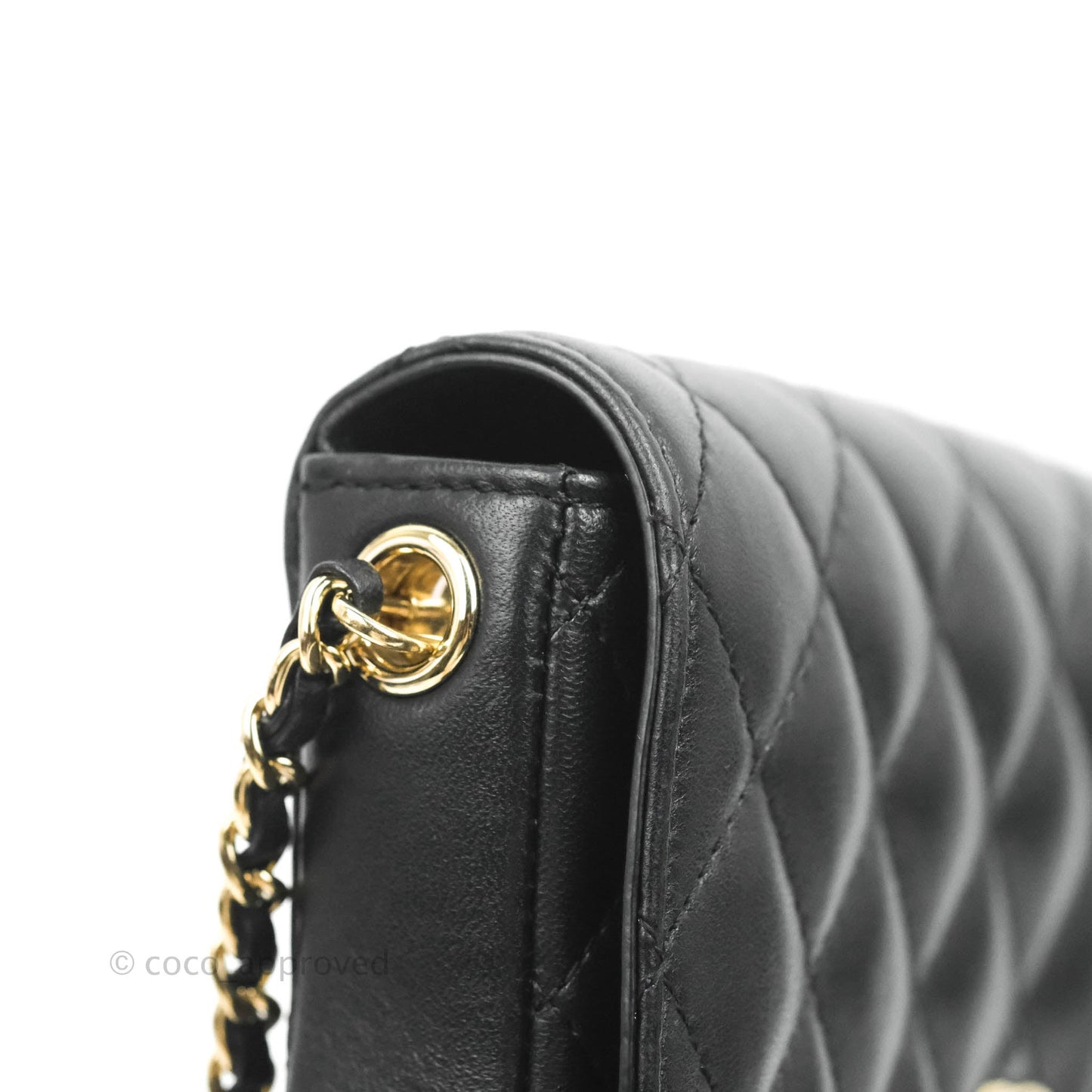Chanel Classic Twin Flap Bag Side Pack Black Lambskin Gold Hardware