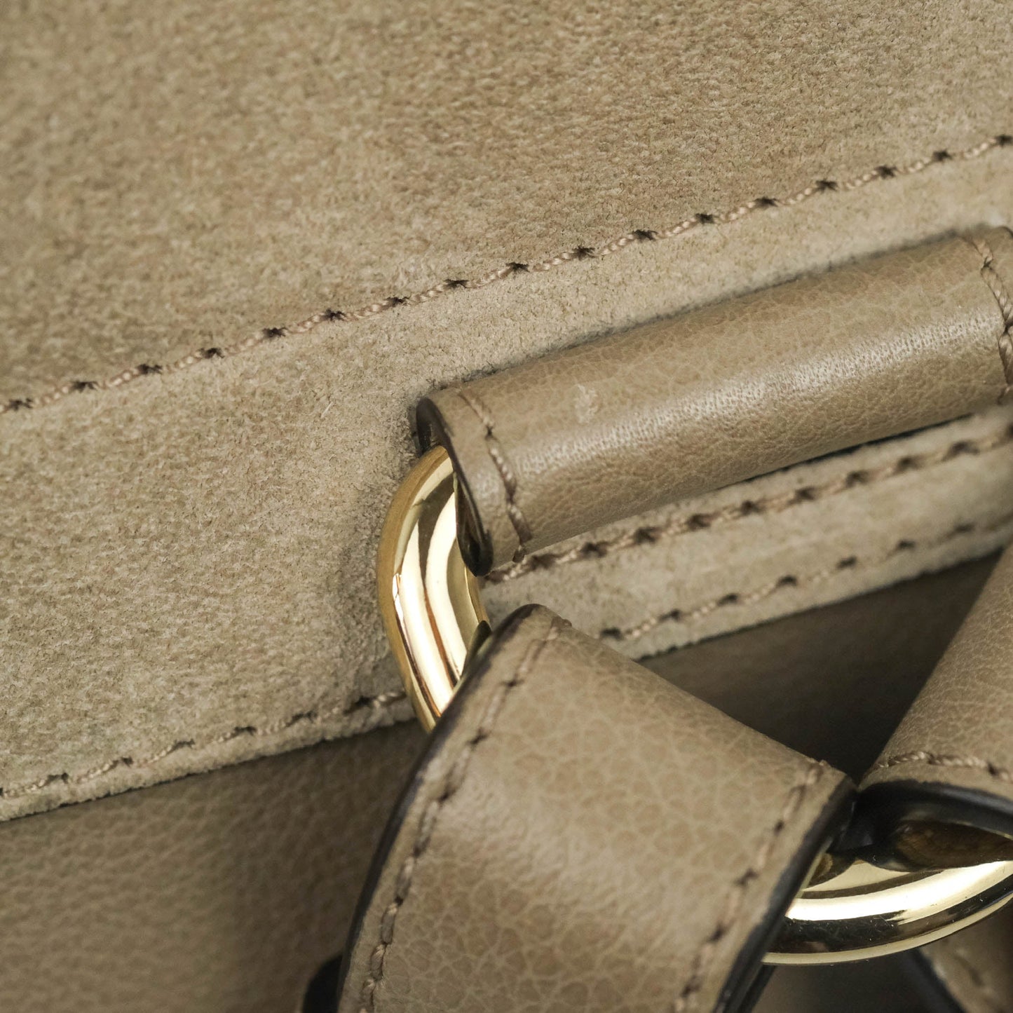 Chloe Small Faye Backpack Suede Calfskin Motty Grey Gold Hardware