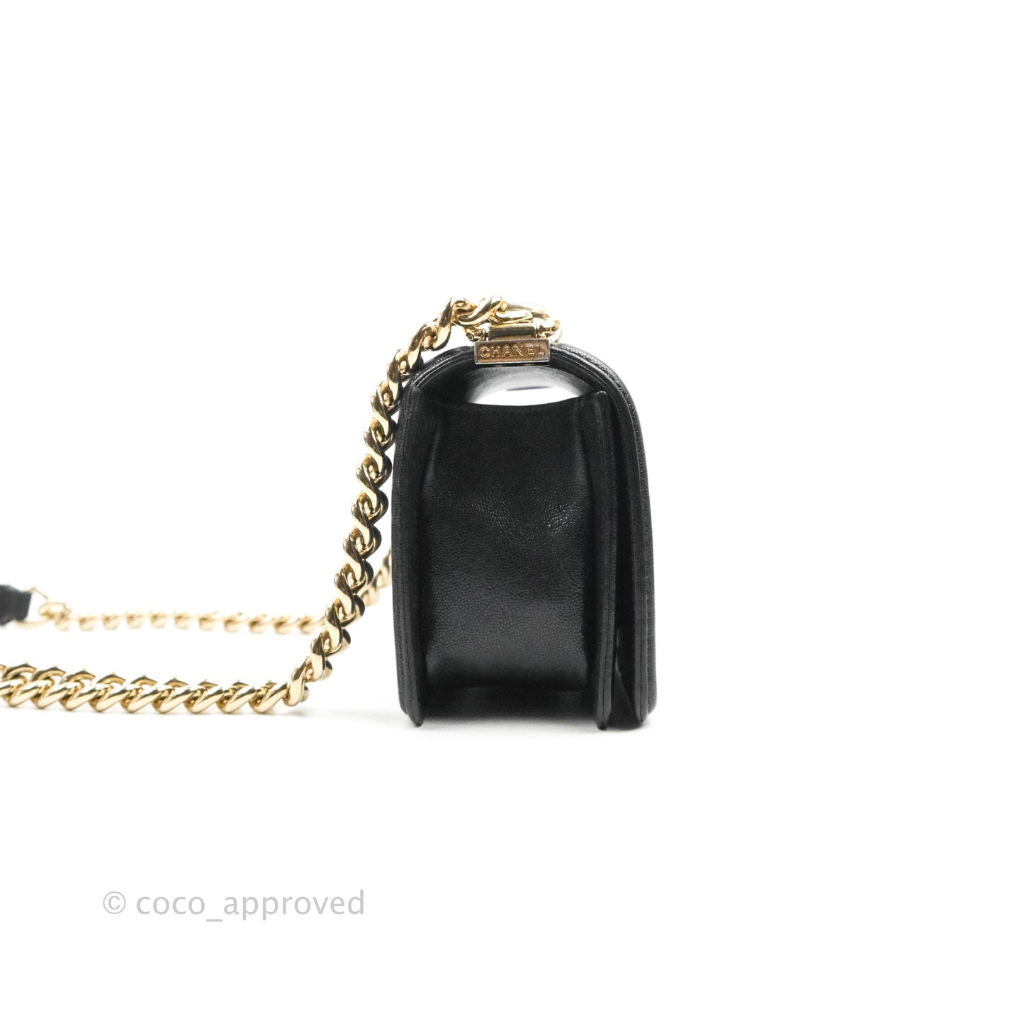 Chanel Small Boy Chevron Black Caviar Gold Hardware