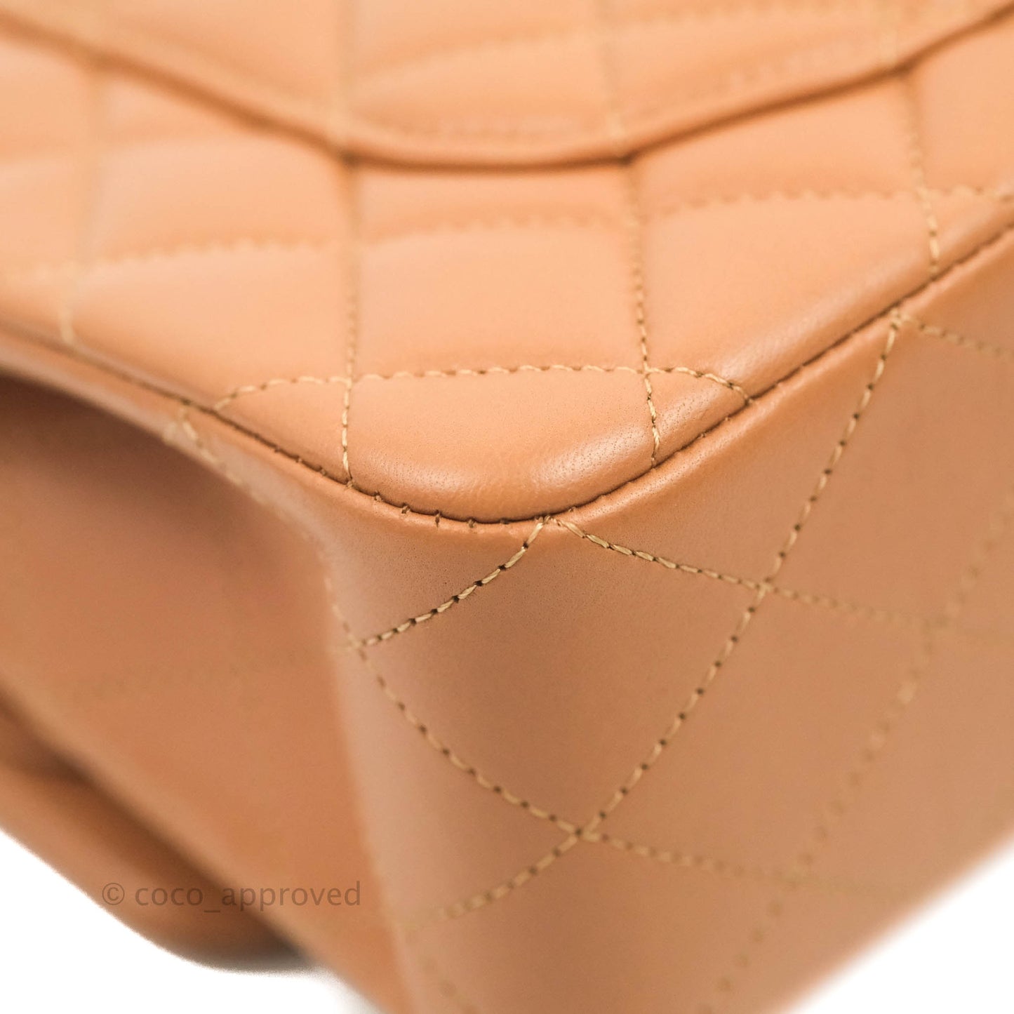Chanel Small Classic Quilted Flap Dark Beige Caramel Lambskin Gold Hardware