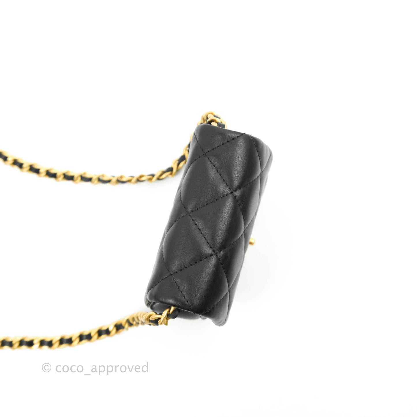 Chanel Mini Clutch with Chain Black Calfskin Aged Gold Hardware