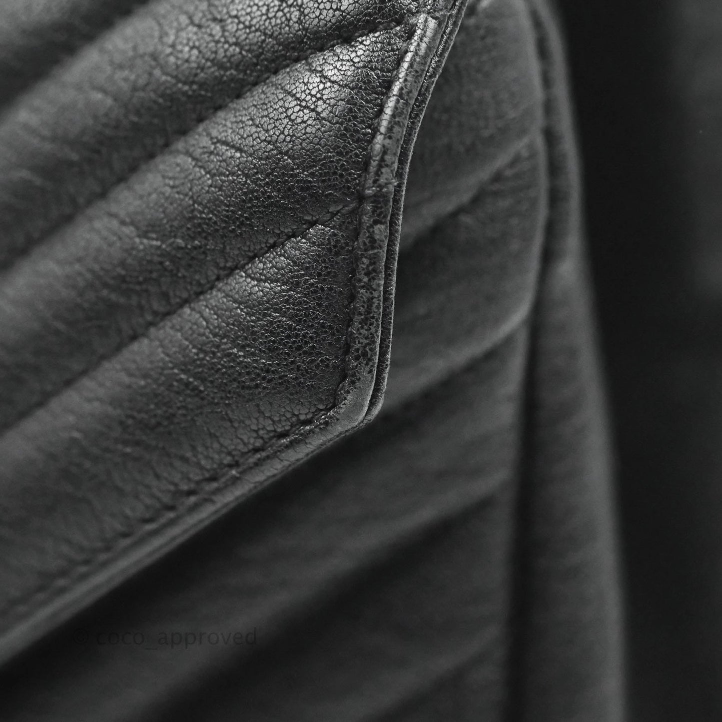 Saint Laurent Chevron Large College Black Chain Bag Ruthenium Hardware