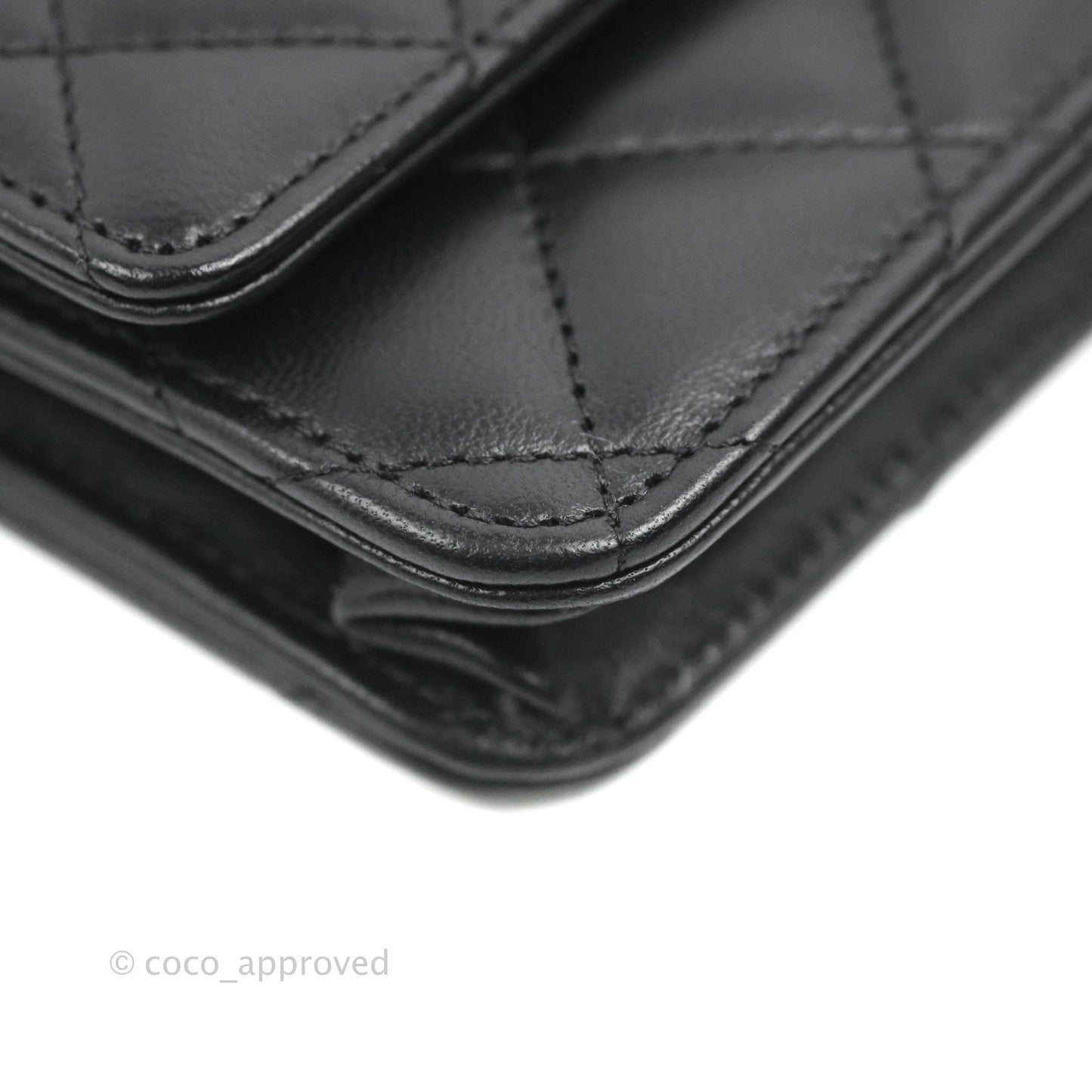Chanel Quilted Wallet on Chain WOC Black Lambskin Silver Hardware