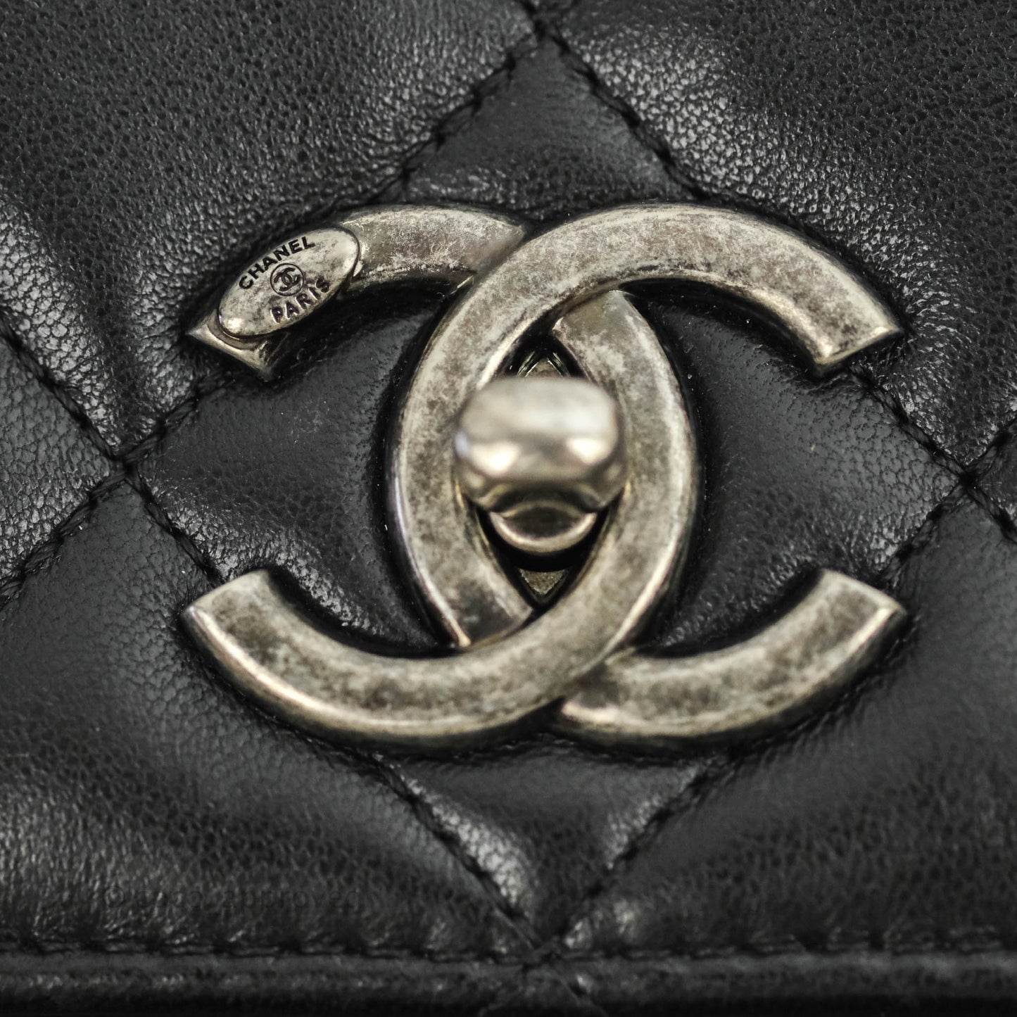 Chanel Small Trendy CC Black Lambskin Ruthenium Hardware