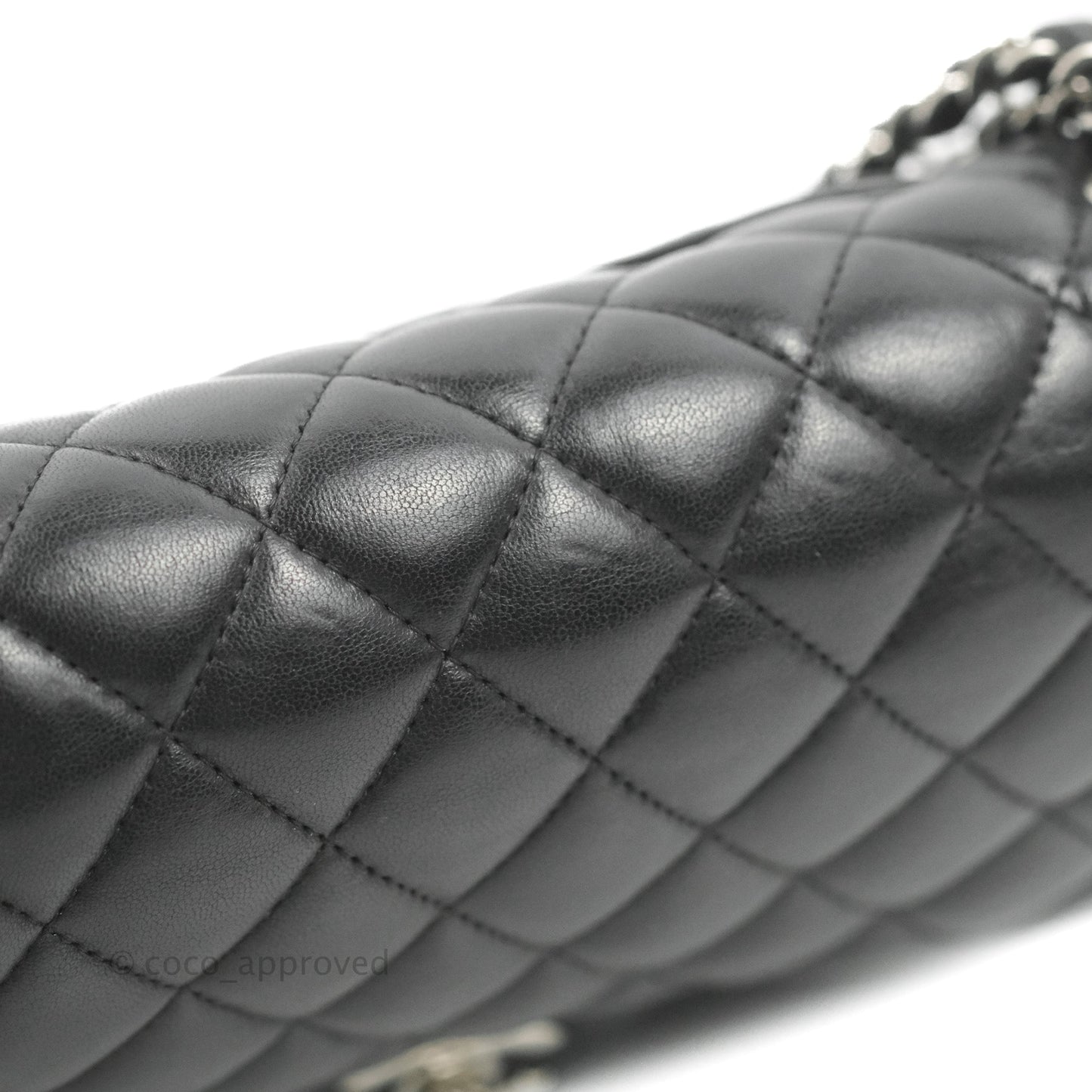 Chanel Classic M/L Medium Flap Quilted Black Lambskin Silver Hardware