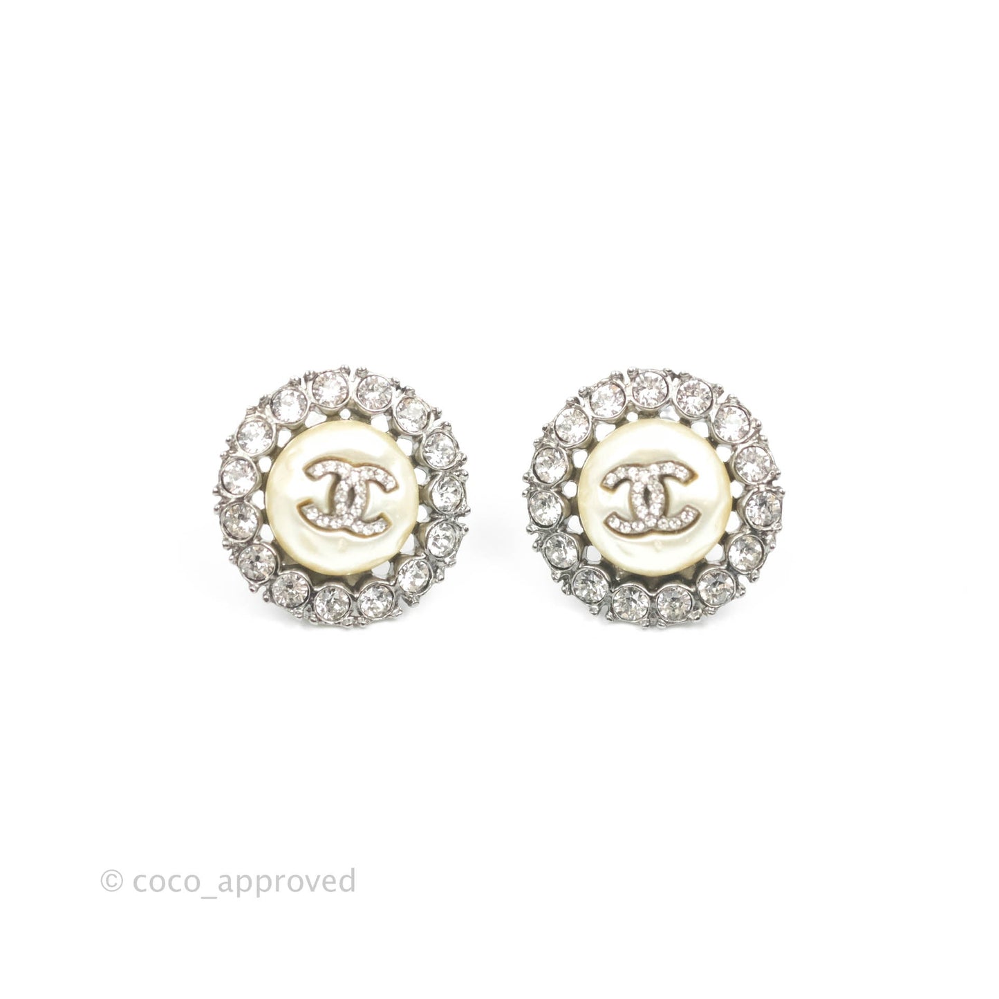 Chanel CC Crystal Round Earrings